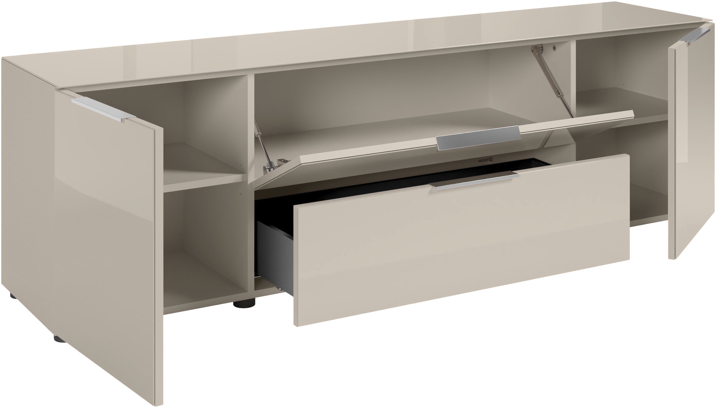 HBZ Lowboard »Santorin, BxHxT 180x99x40 cm«, (1 St.), Breite 180cm, Softclose für Türen und Schubkästen, Melaminbeschichtung
