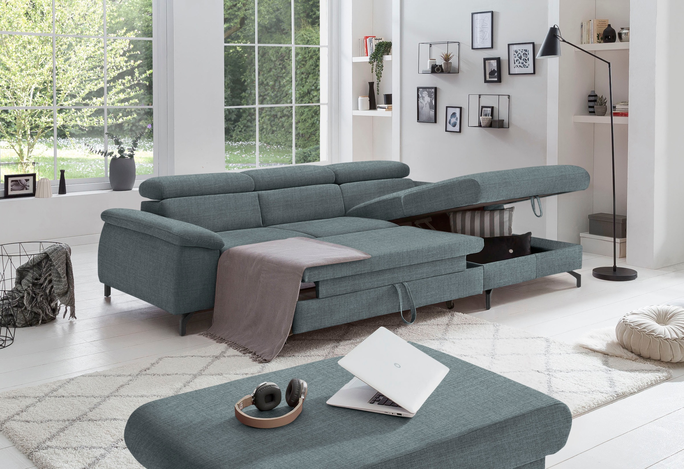 COTTA Ecksofa »Kitty L-Form«, mit Kopfteilverstellung, wahlweise mit Bettfunktion & Bettkasten
