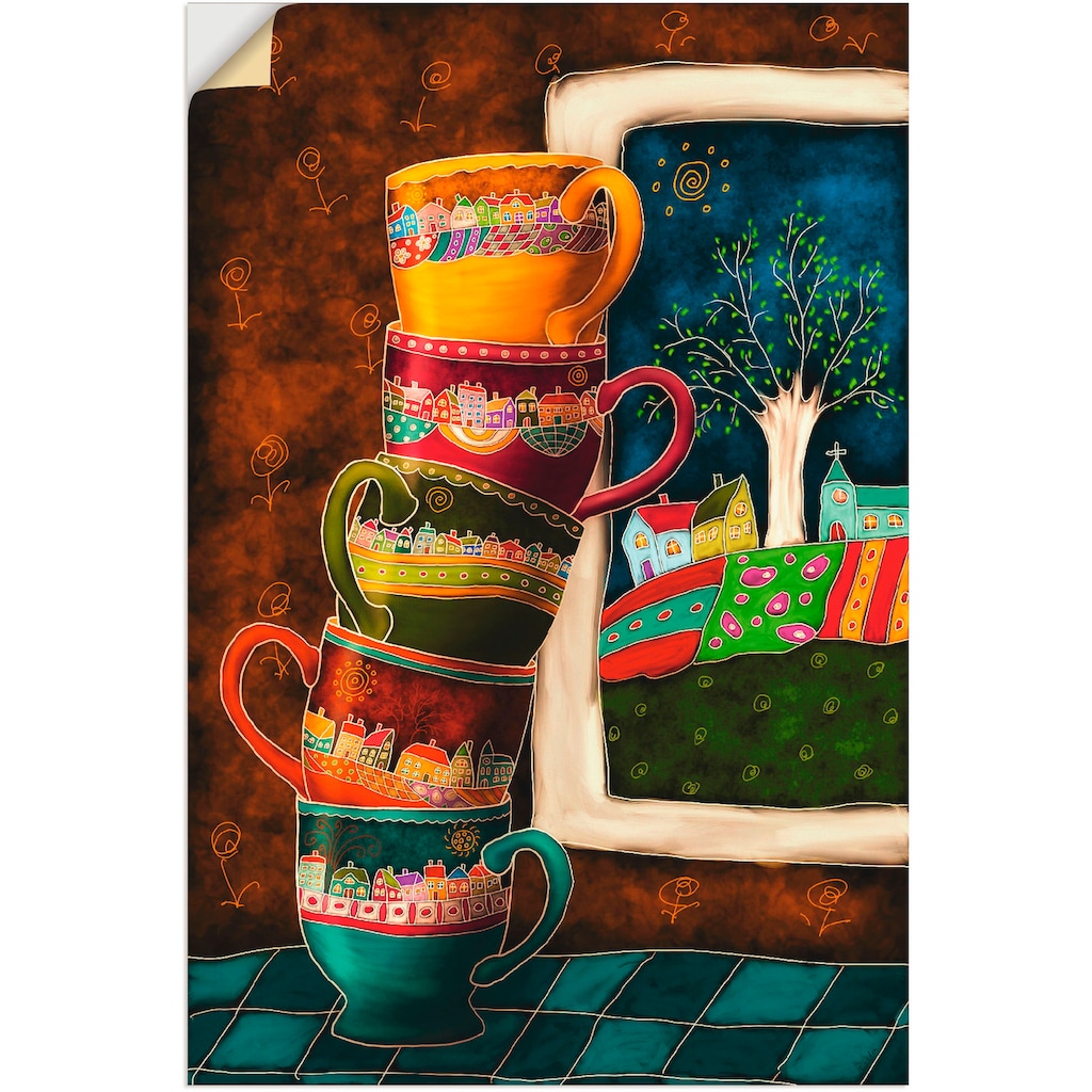 Artland Wandbild »Fröhliche Kaffeetassen«, Getränke, (1 St.), als Alubild, Outdoorbild, Leinwandbild, Poster, Wandaufkleber