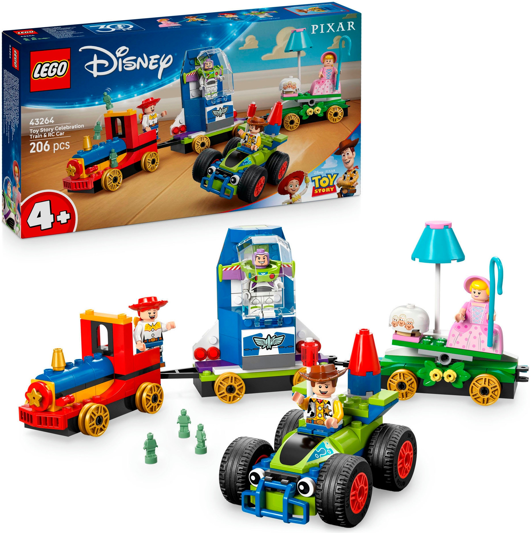 LEGO Konstruktionsspielsteine "Partyzug und das Auto RC aus Toy Story (43264), LEGO Disney Pixar" Made in Europe