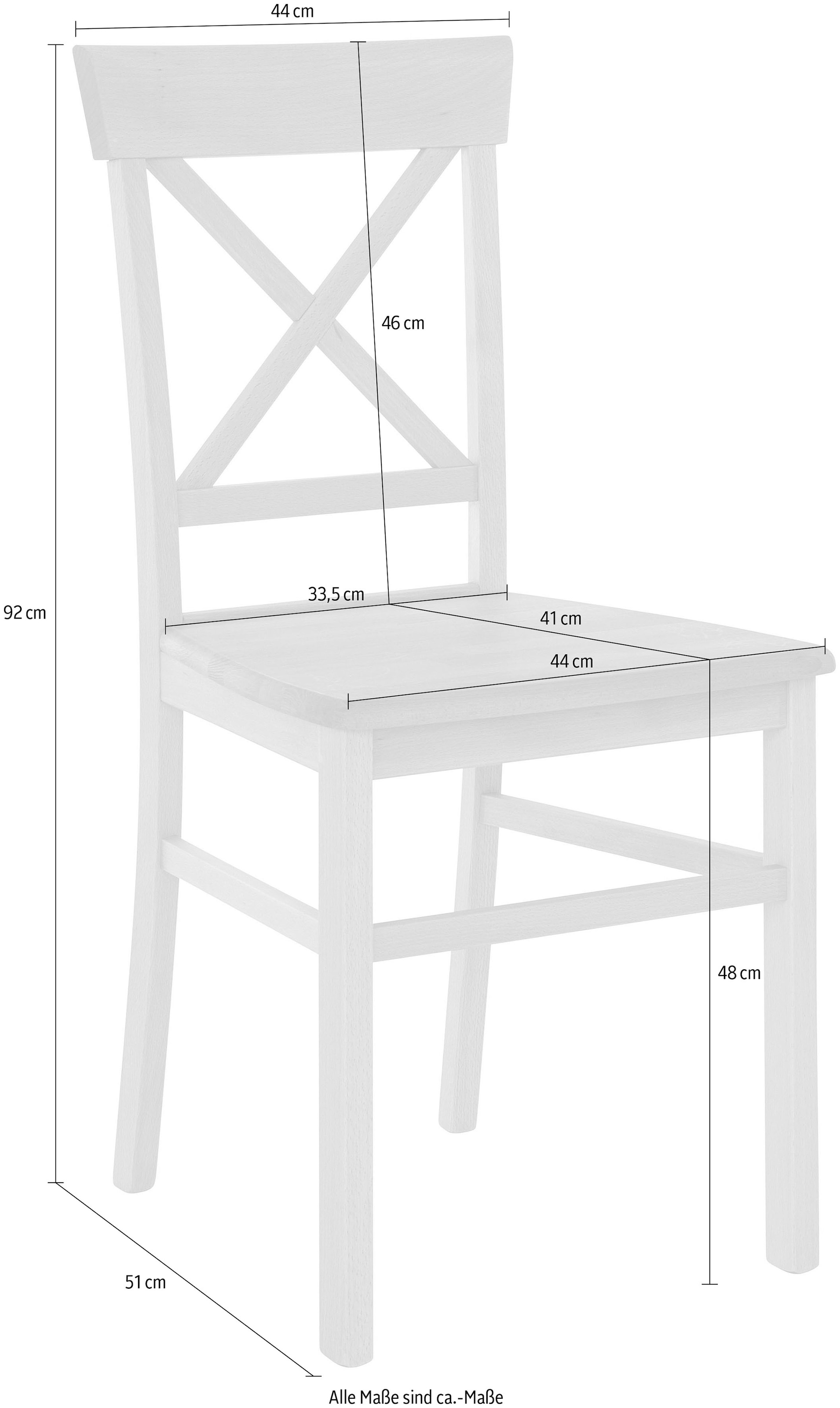 Home affaire 4-Fussstuhl »Jena«, (Set), 2 St., Gestell aus Buche Massivholz