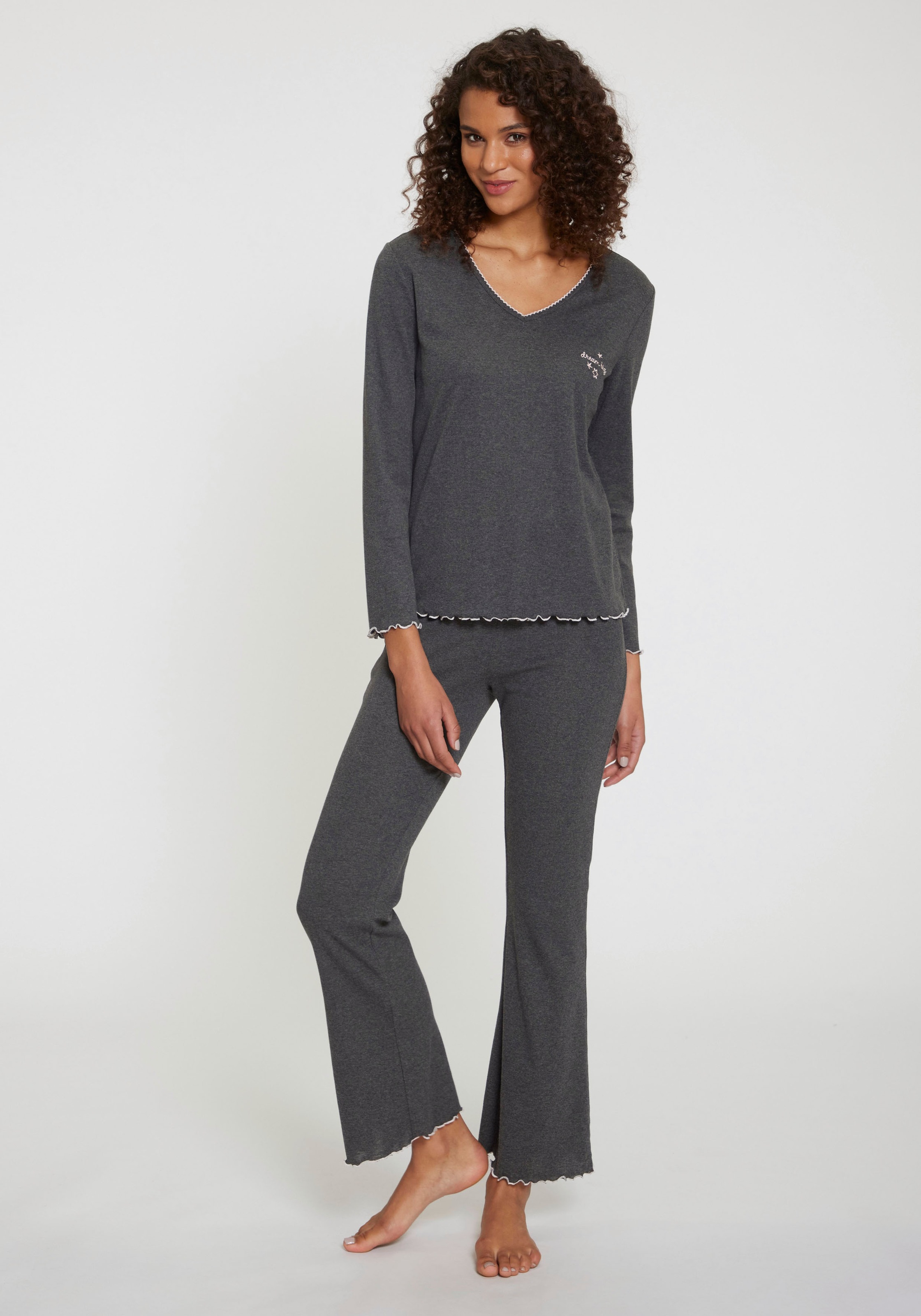 s.Oliver Pyjama, (Set, 2 tlg.), mit Babylock-Abschlüssen