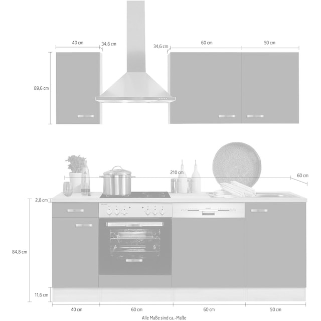 ❤ OPTIFIT Küchenzeile »Faro«, ohne E-Geräte, Breite 210 cm entdecken im  Jelmoli-Online Shop