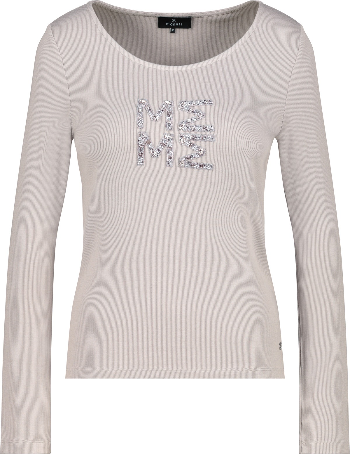 Monari Langarmshirt »Shirt Rippe + Schmuck«, Mit Rundhalsausschnitt