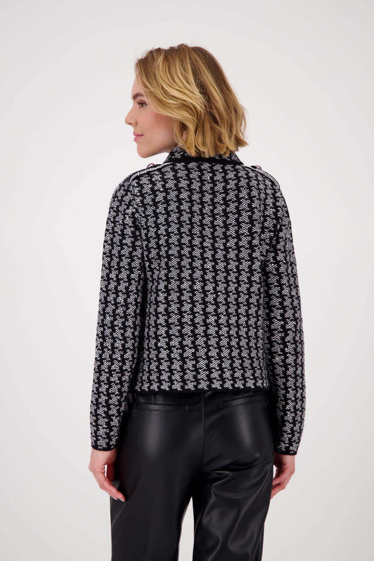 Monari Strickjacke »Jacke Strickjacke Hahnent.«, Mit Rundhalsausschnitt
