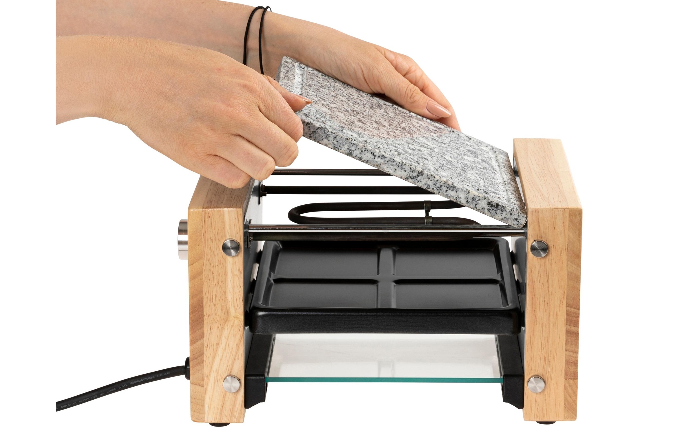 FURBER Raclette »Raclette-Grill 4P Holz/Stein«, 650 W