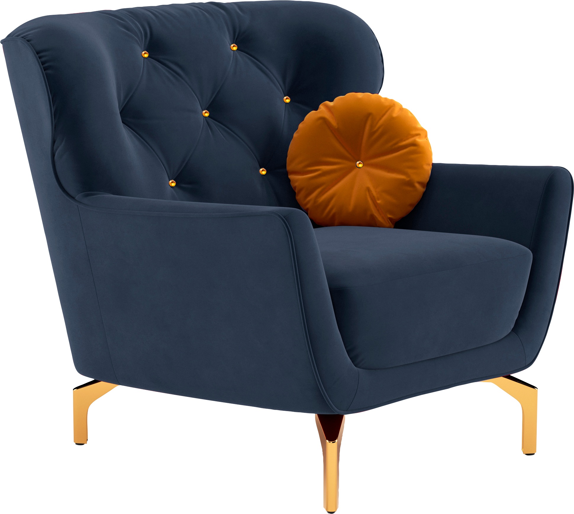 sit&more Sessel »Orient 3«, inkl. 1 Zierkissen mit Strass-Stein, goldfarbene Metallfüsse