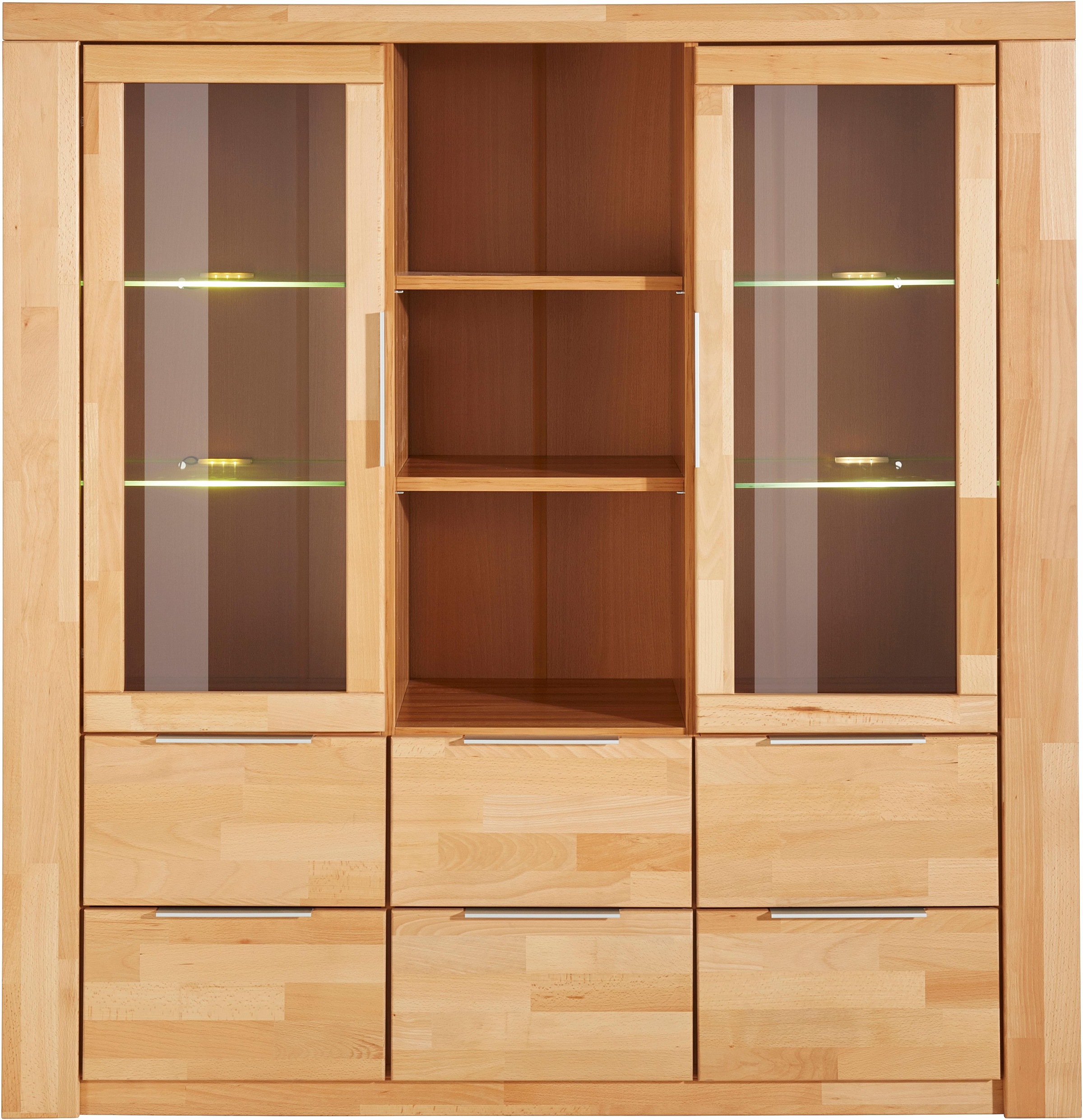 OTTO home Highboard "Zara, 9 Fächer, 6 Schubkästen" B/T/H: 140/40/145, Metallgriffe
