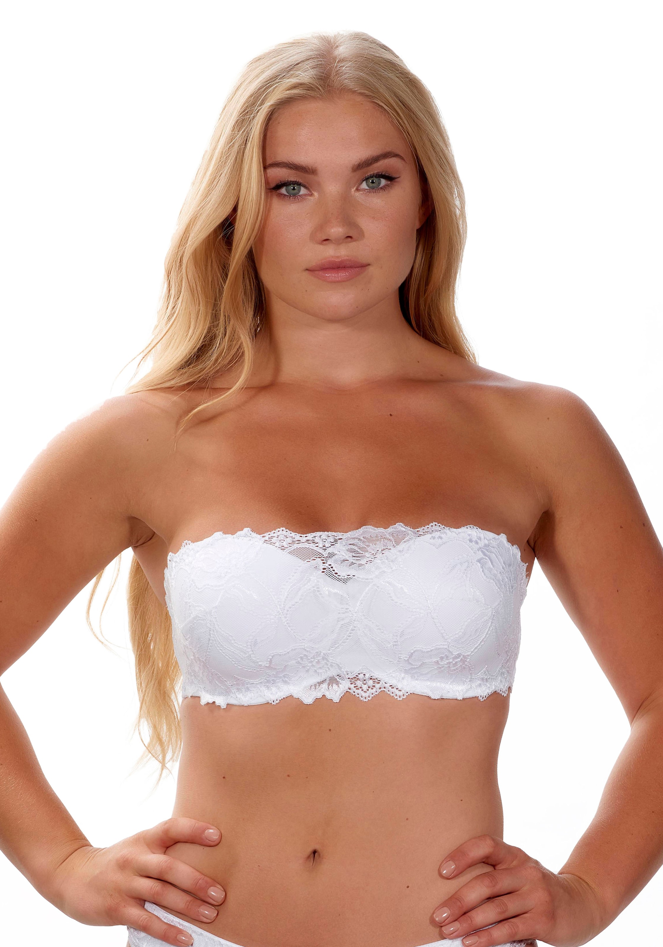 After Eden D-cup & up Bandeau-BH »ANNA« abnehmbare Träger, mit Schale, mit Bügel, mit Spitze, feminin