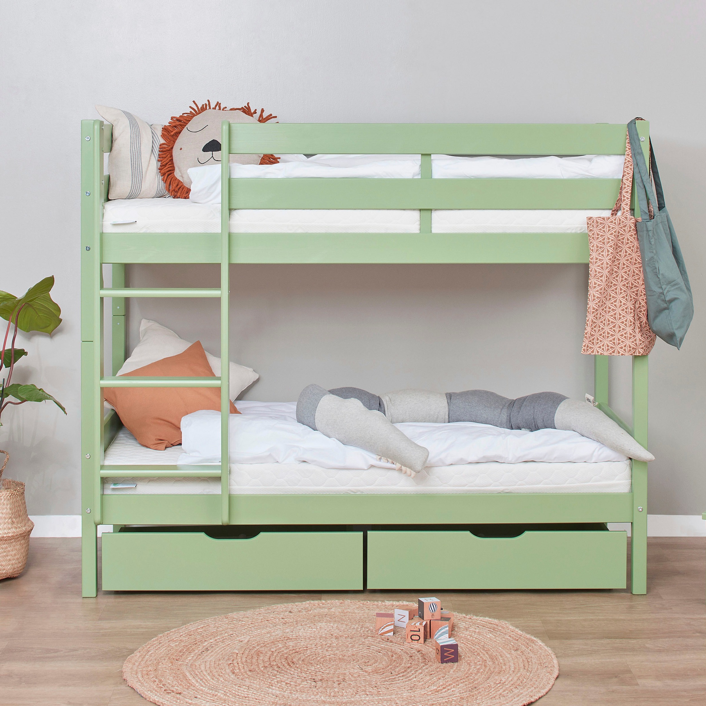Hoppekids Etagenbett »ECO Comfort Kinderbett 90x200 oder 70x160 aus Massivholz in 4 Farben«, TÜV, FSC und Nordisches Umweltzeichen – wahlweise mit Matratzen