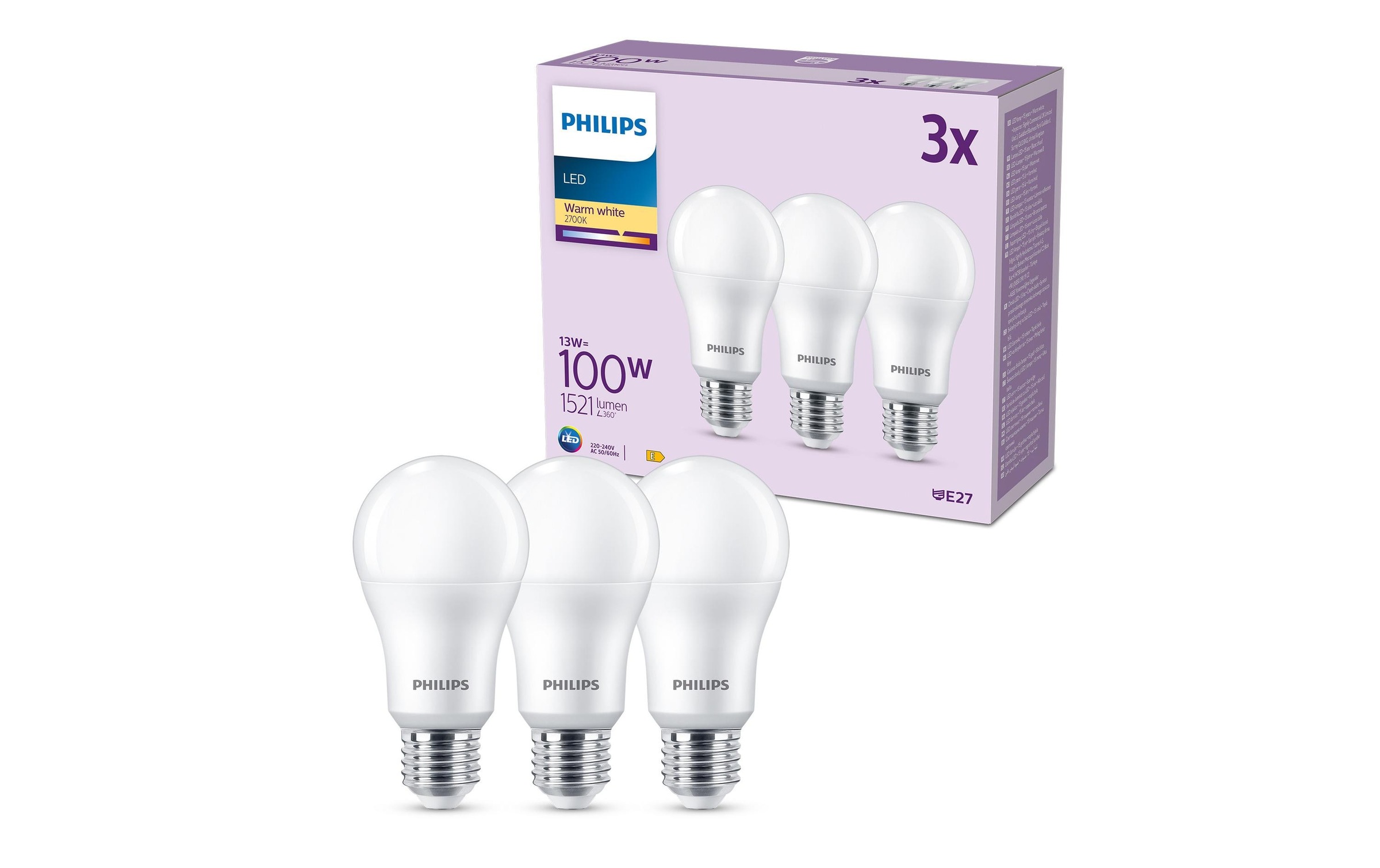 Philips LED-Leuchtmittel »(100W), 13W, E27, War«, E27, Warmweiss