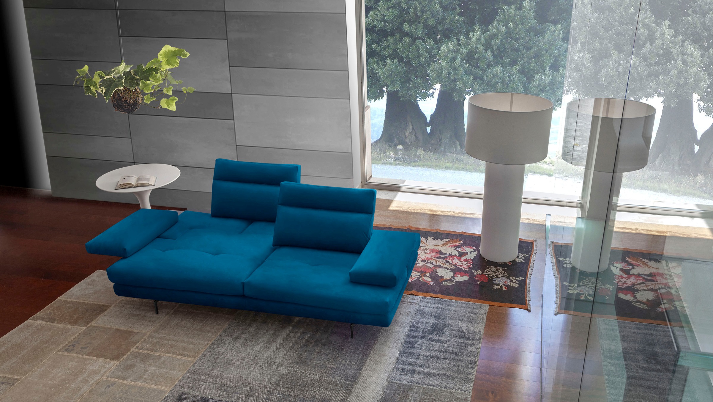 CALIA ITALIA 3,5-Sitzer »Toby Wing, italienisches Designsofa, super bequem, Megasofa«, inkl. Sitztiefenverstellung und Armteilfunktion, Füsse in Schwarz matt