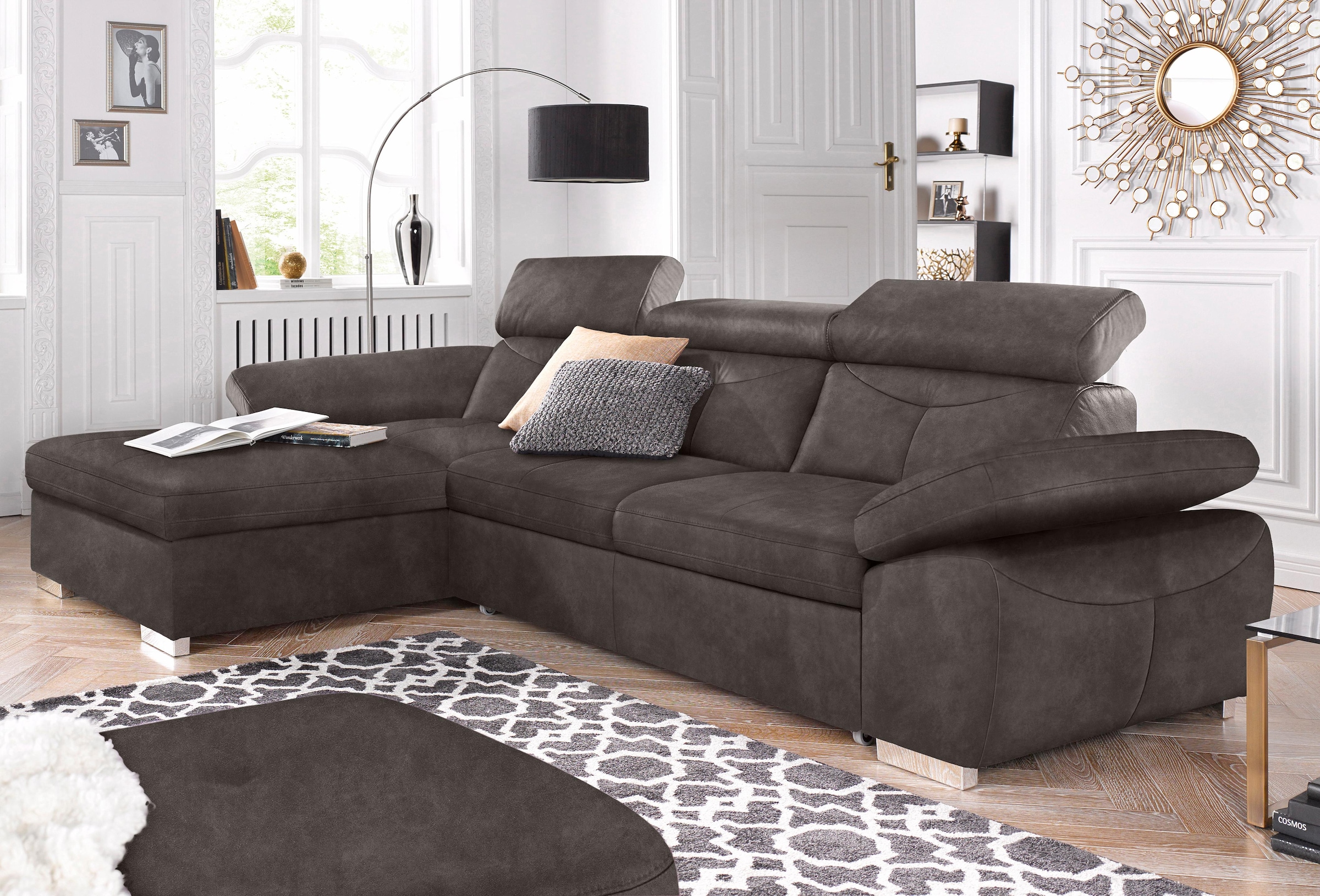 exxpo - sofa fashion Ecksofa »Spring, super bequem, mit Armteil- und Kopfteilfunktion, OTTOs Choice«, L-Form, wahlweise mit Bettfunktion und Bettkasten