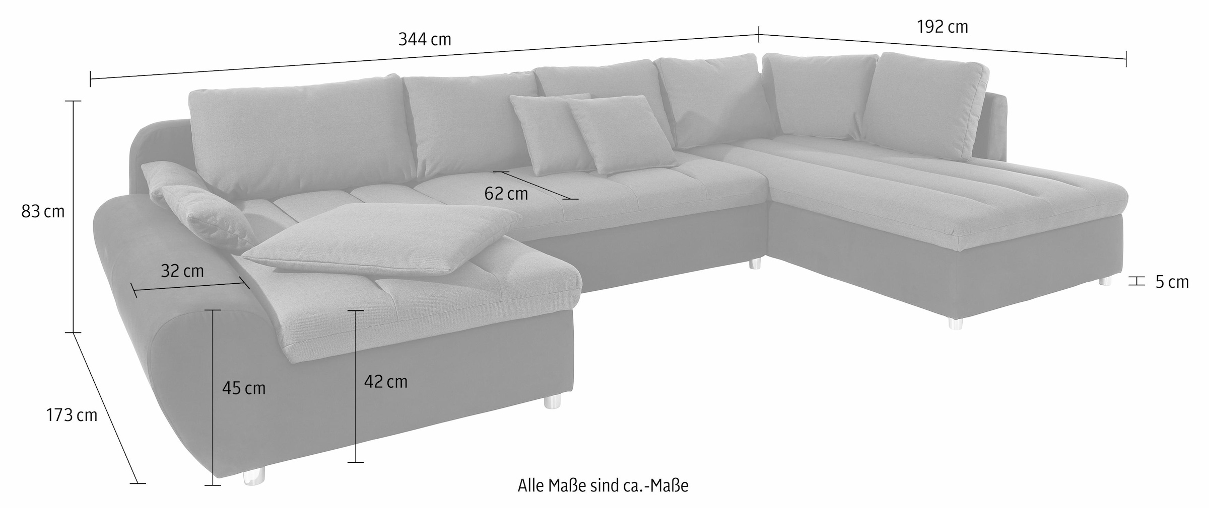 sit&more Wohnlandschaft »Bandos U-Form«, in 2 unterschiedlichen Grössen, wahlweise mit Bettfunktion + Bettkasten