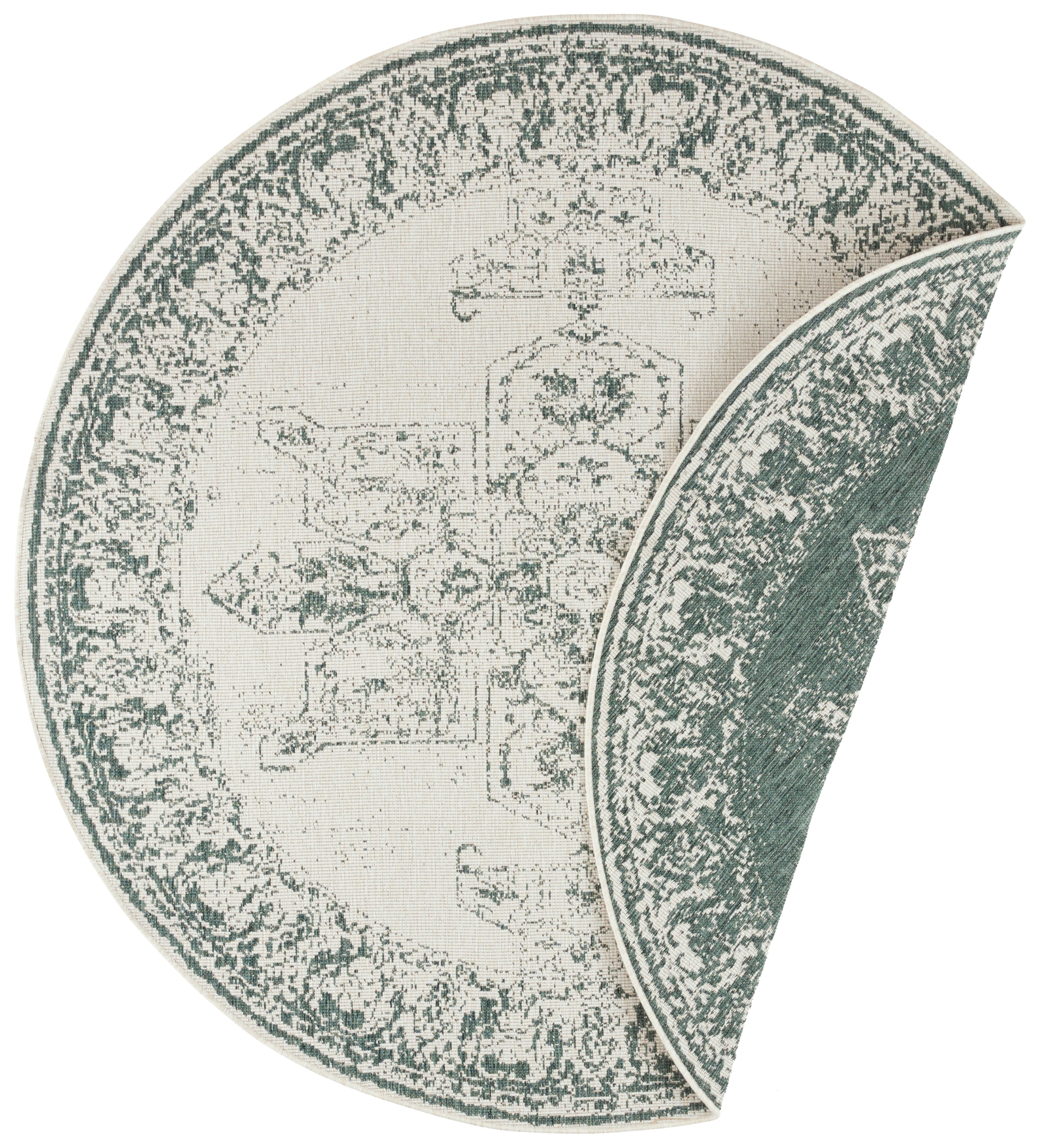 NORTHRUGS Teppich »Borbon Wendeteppich«, rund, 5 mm Höhe, In-& Outdoor, Wetterfest, Balkon, Garten, Wohnzimmer, Wasserfest