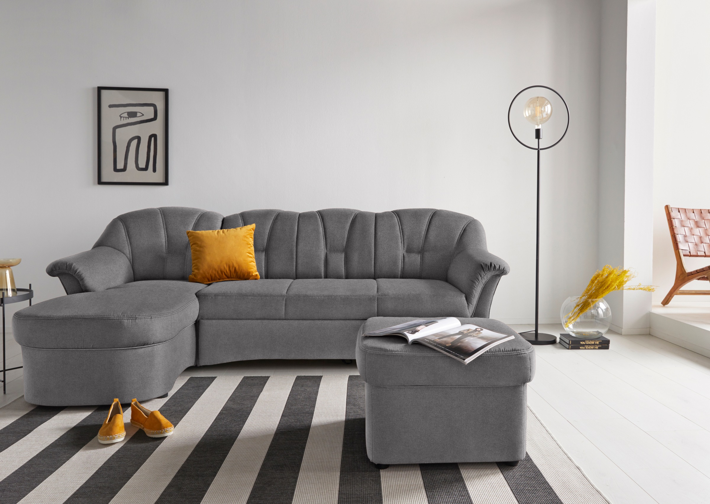 DOMO collection Ecksofa Papenburg L-Form, in grosser Farbvielfalt, wahlweise mit Bettfunktion