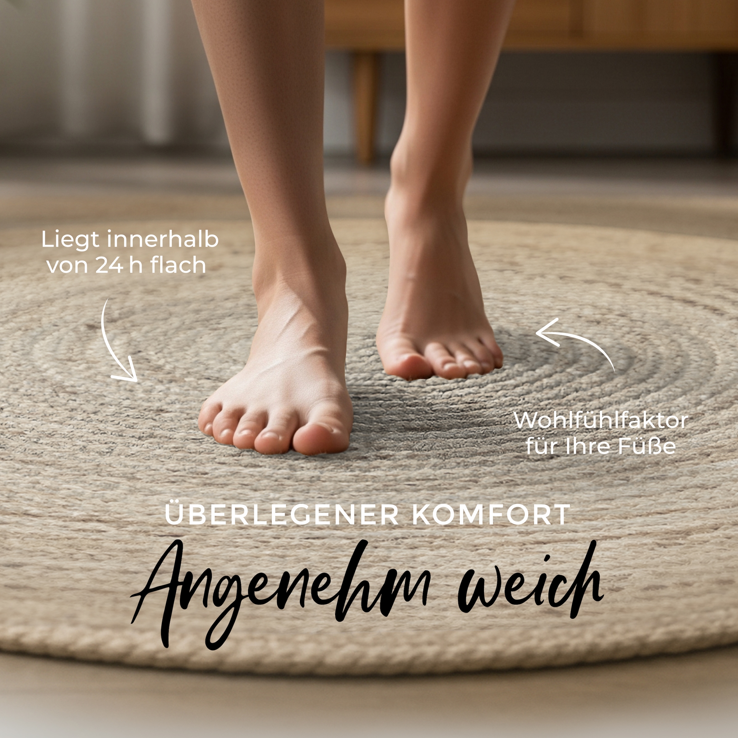 carpetfine Teppich »Nele Juteteppich Naturfaser«, rund, 6 mm Höhe, geflochtener Wendeteppich aus 100%Jute, in rund und oval, viele Grössen