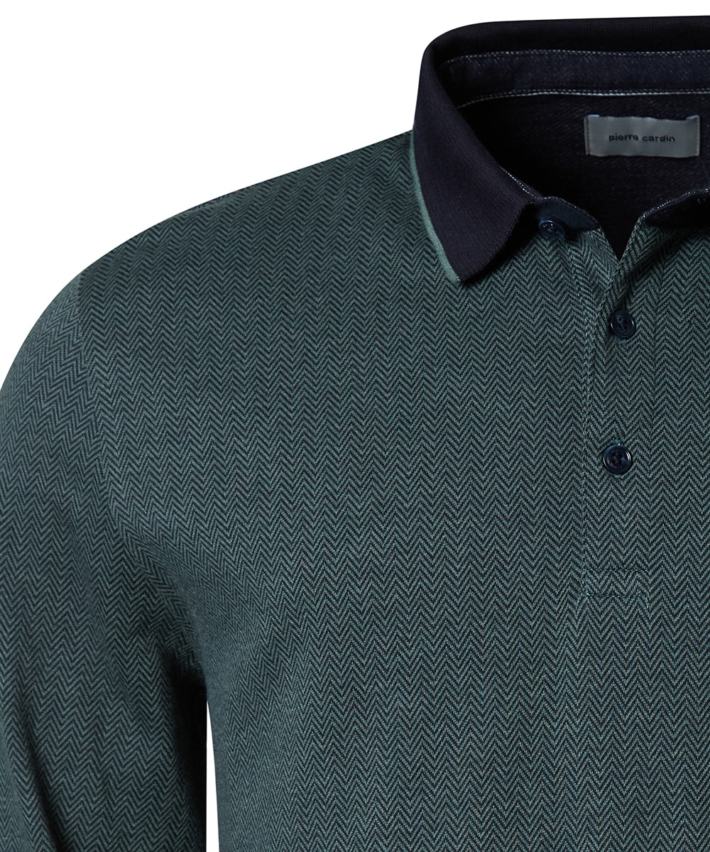 Pierre Cardin Langarm-Poloshirt, mit Fischgratmuster