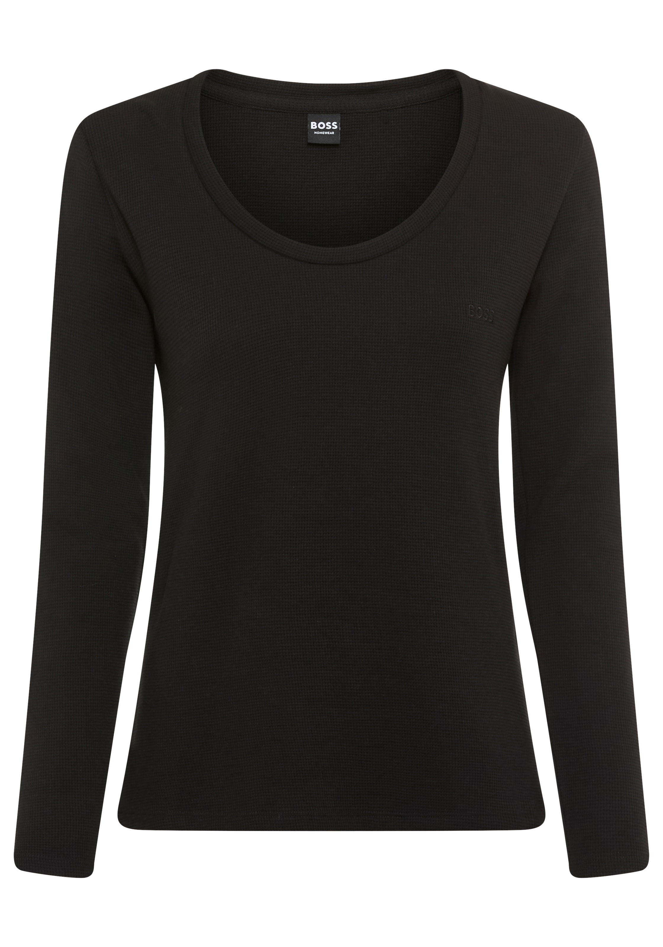 BOSS Langarmshirt »Waffle« Schlaf-Top, Waffelstruktur, aus Baumwollmix