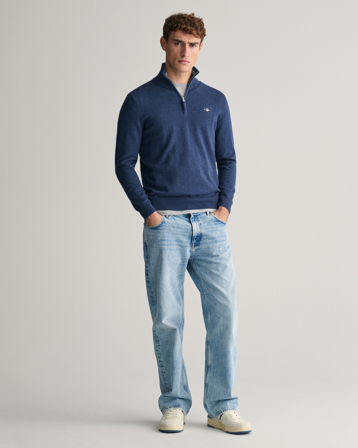 Gant Troyer »CLASSIC COTTON HALF ZIP«, mit gerippten Details