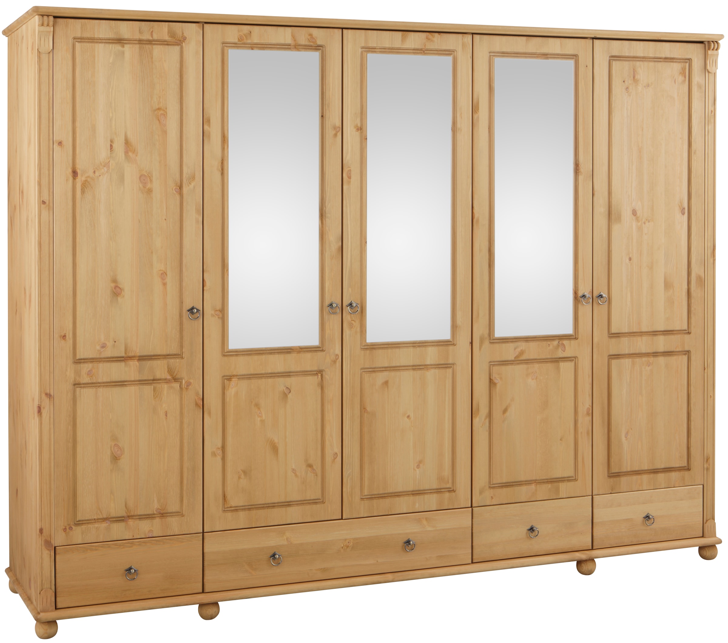 Home affaire Kleiderschrank »Tessin«, (B/H/T ca. 245/191/59 cm), Breite 245 cm, Kiefer massiv, mit Spiegel