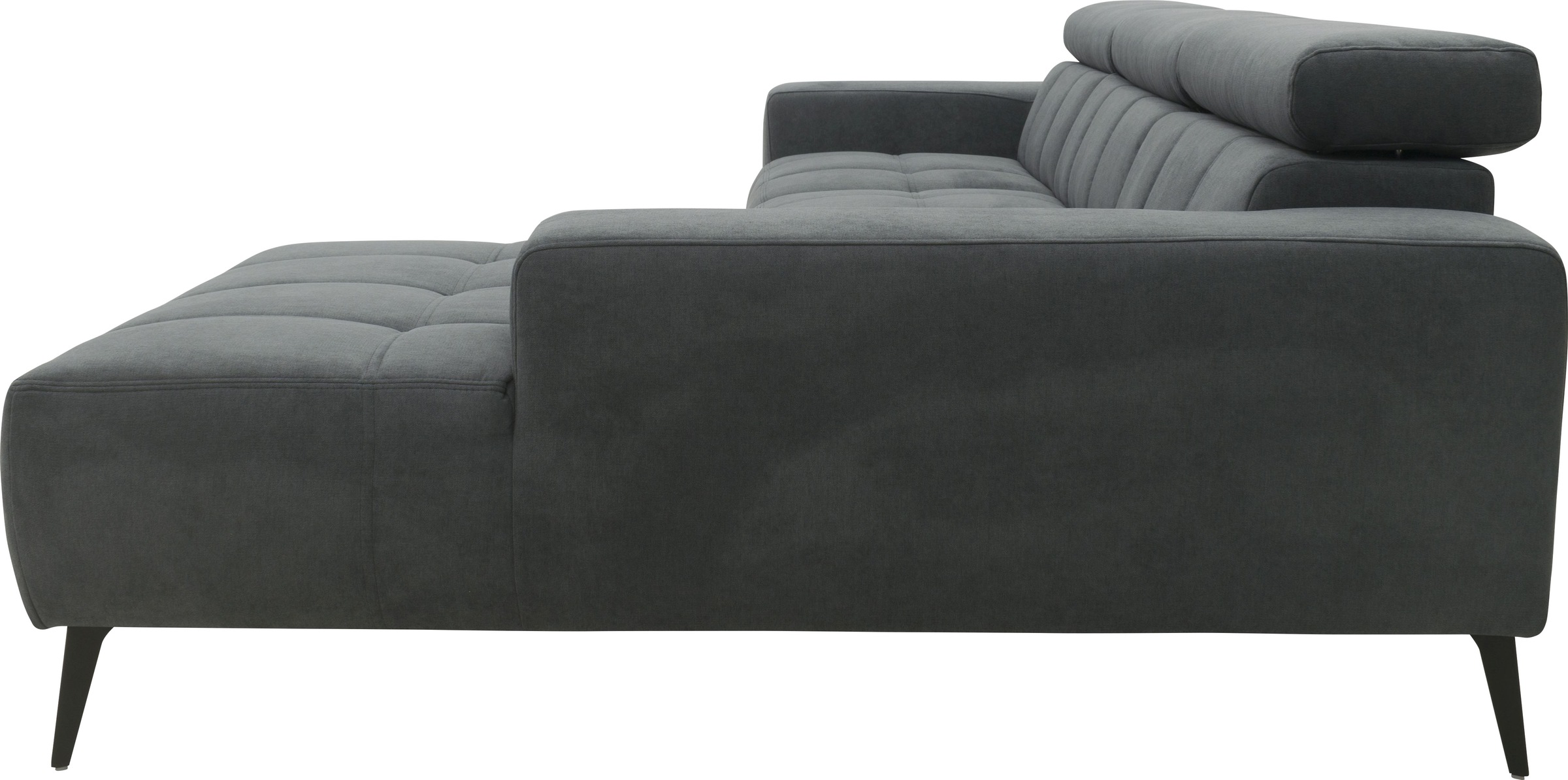 DOMO collection Ecksofa »Trento L-Form, mit Kufenfuss oder Einzelfuss«, wahlweise mit Kopfteilverstellung, Recamiere links/rechts bestellbar