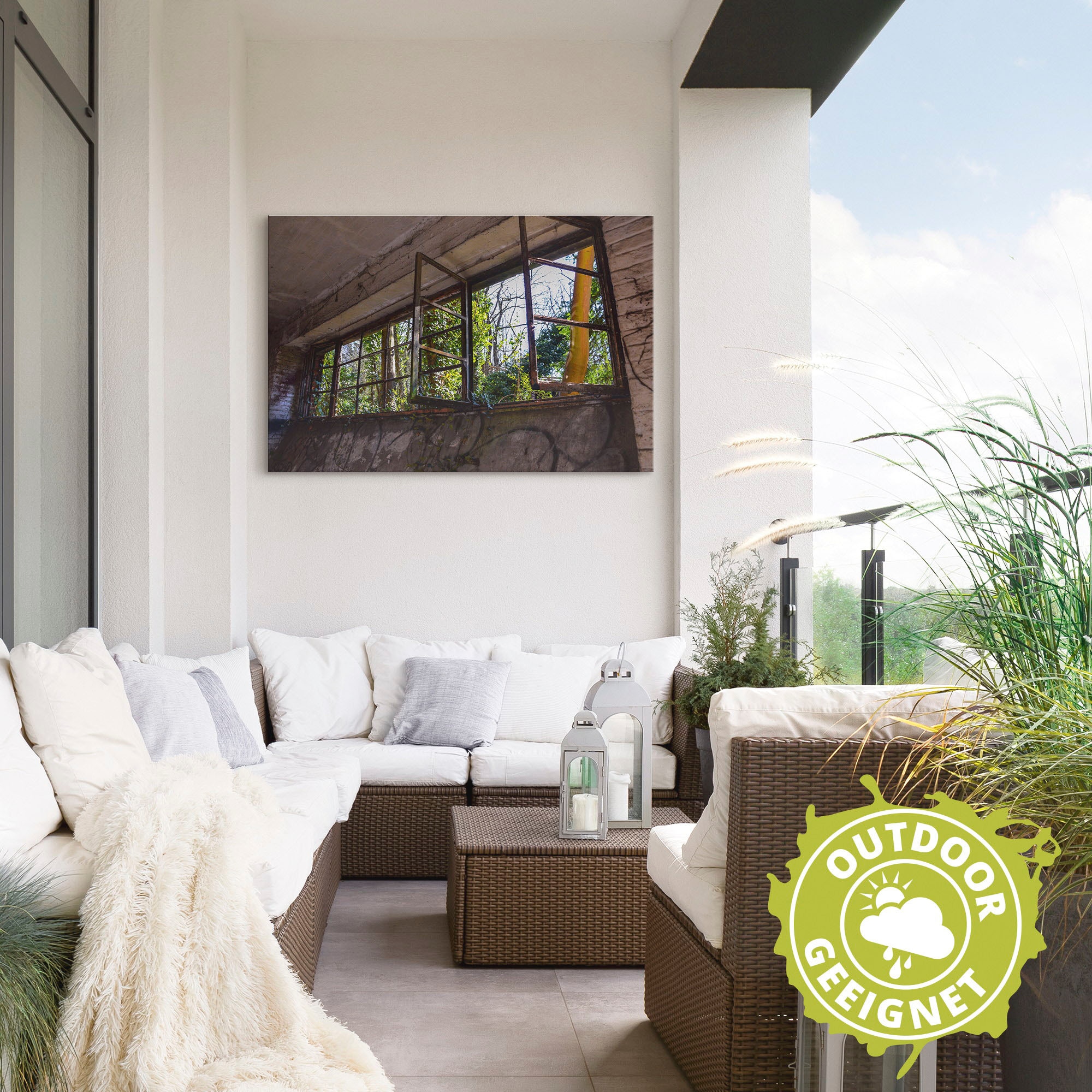 Artland Alu-Dibond-Druck »Blick ins Grüne«, Fenster & Türen, (1 St.), für Innen- und Aussenbereich geeignet, Outdoorbild