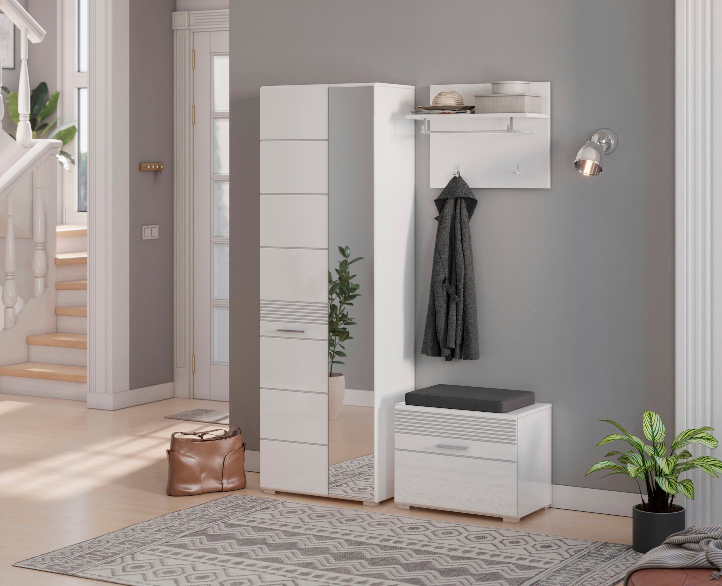 INOSIGN Garderobenpaneel »Malmö, Breite 60 cm, 2 Haken, 1 Kleiderstange, 1 Ablageboden«, Wandpaneel, Paneel, Wandhaken, Wandboard