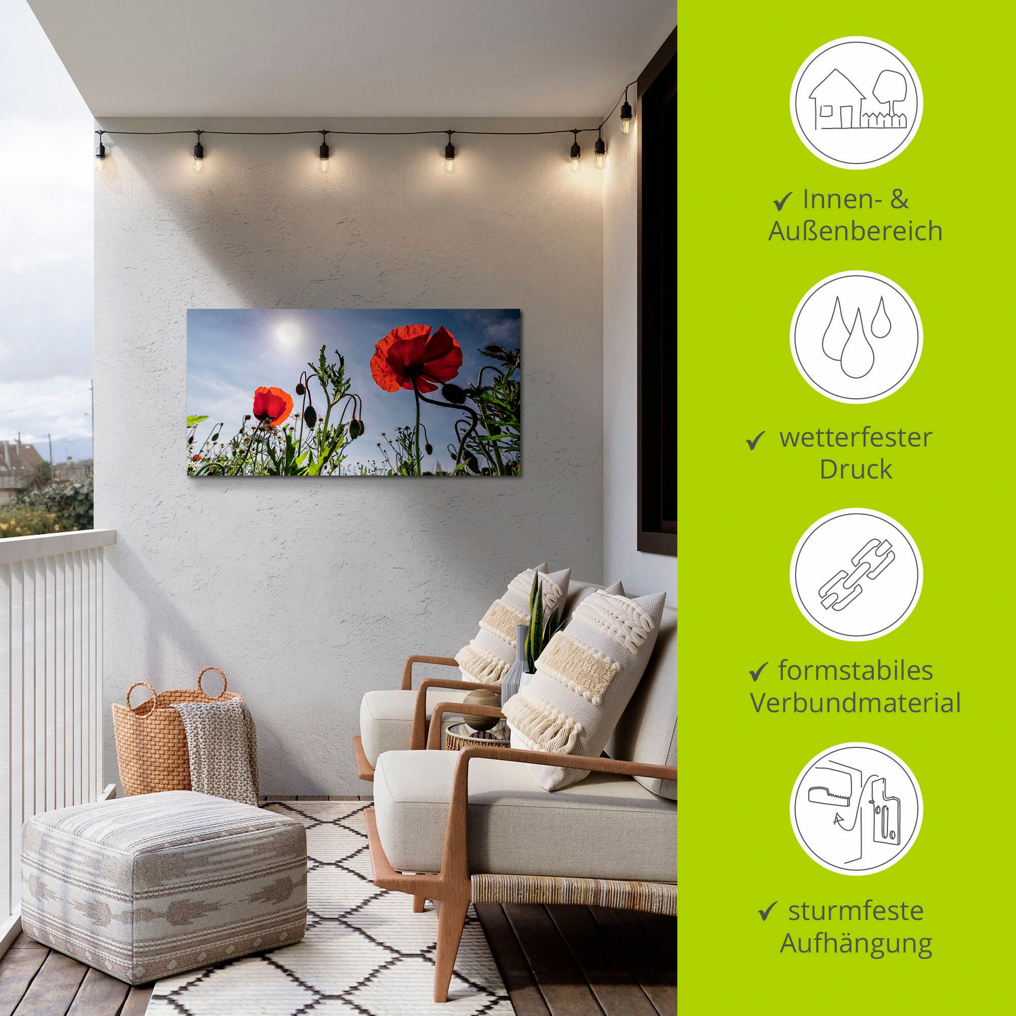 Artland Wandbild »Mohnblumen im Frühling«, Blumenwiese, (1 St.), als Alubild, Outdoorbild, Leinwandbild in verschied. Grössen