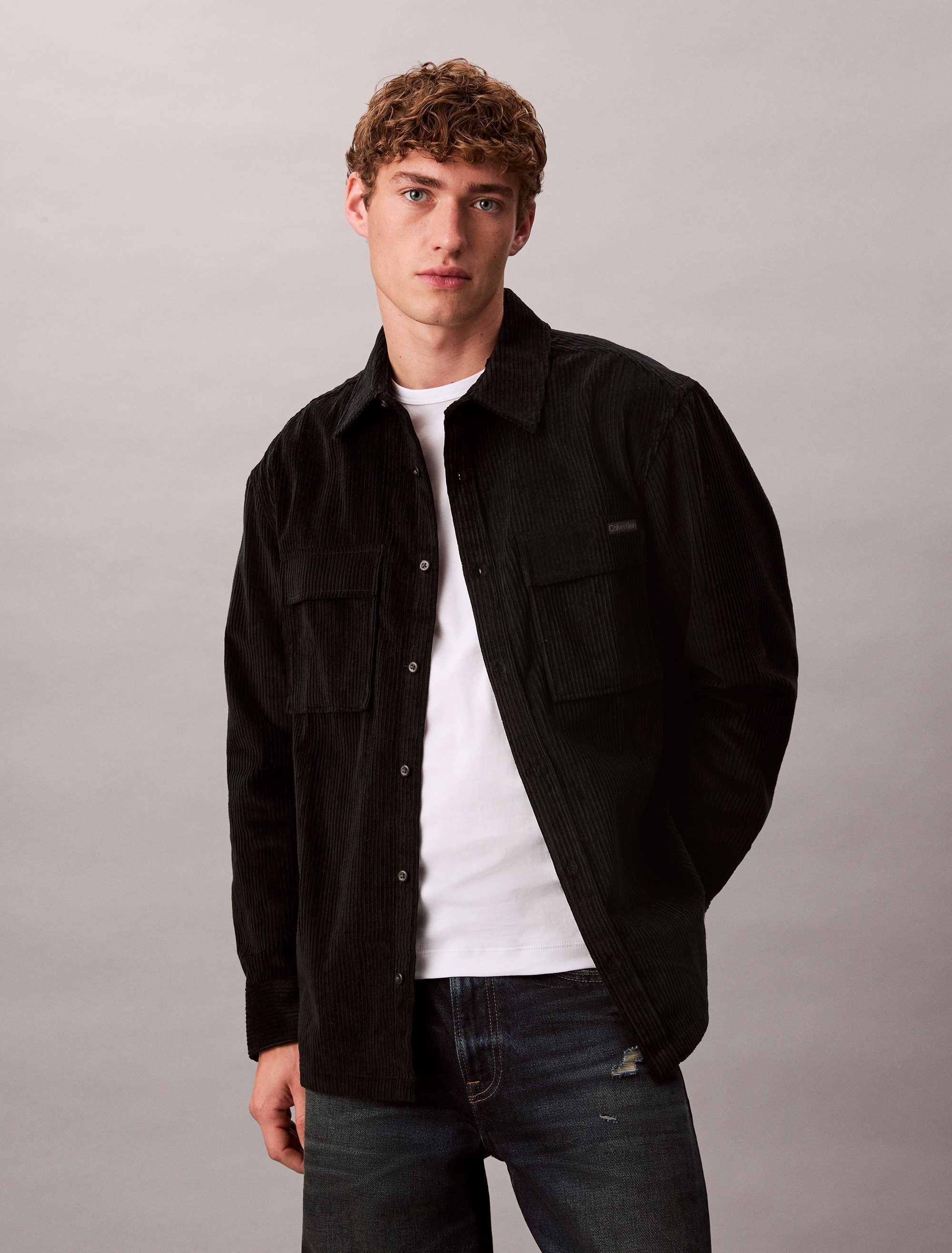 Calvin Klein Jeans Langarmhemd relaxed fit, normaler Hemdkragen, mit Brusttaschen