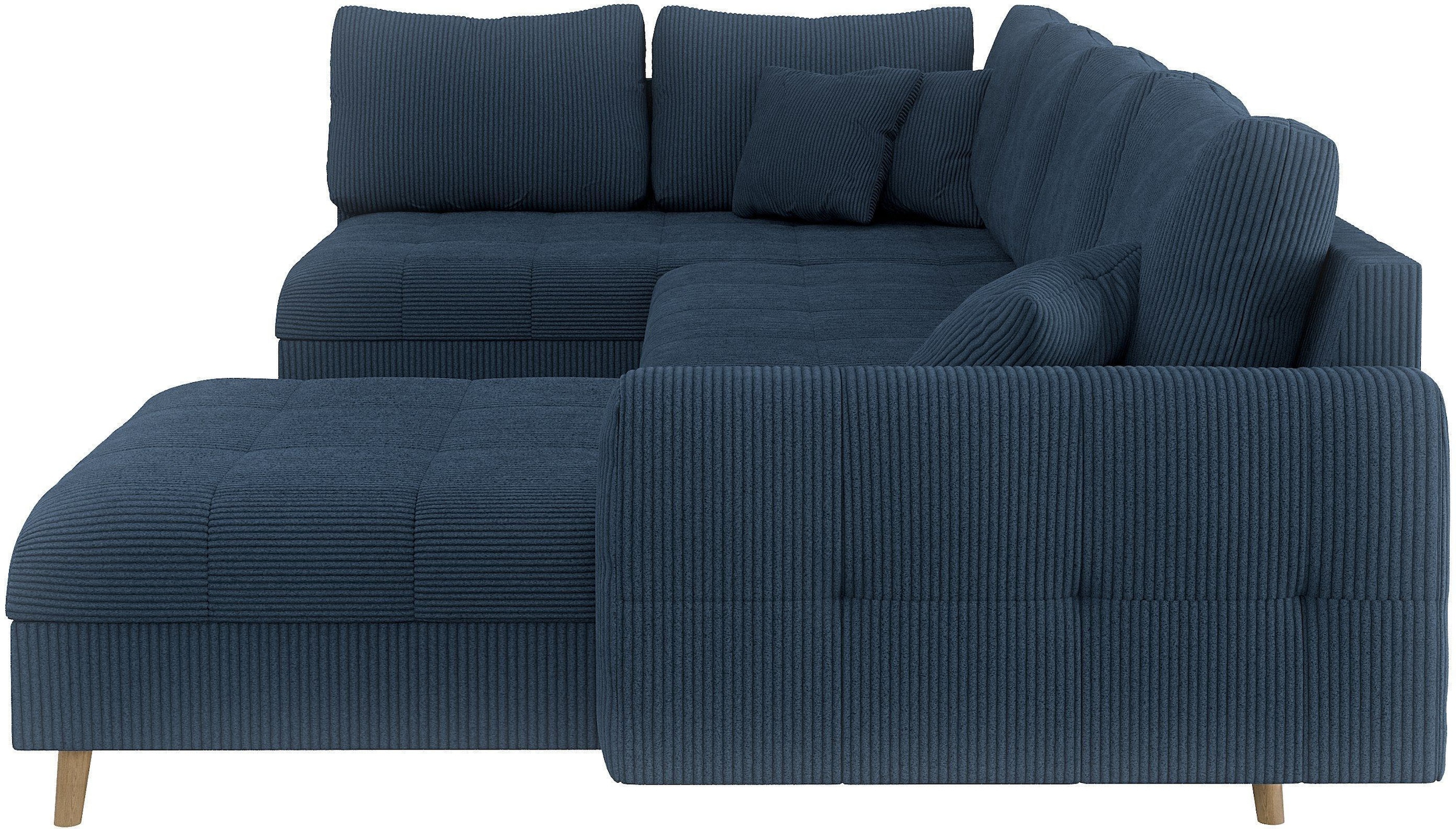 Home affaire Wohnlandschaft »CHARRE U-Form mit Ottomane, Masse B/T/H: 310/161/81 cm«, feine Steppung, lose Rücken- und Zierkissen, auch in Cord und Bouclé