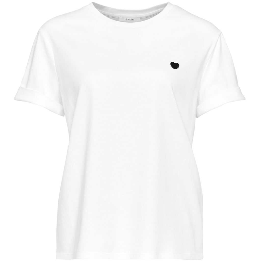 OPUS T-Shirt »Serz«, mit kleiner Herz-Stickerei
