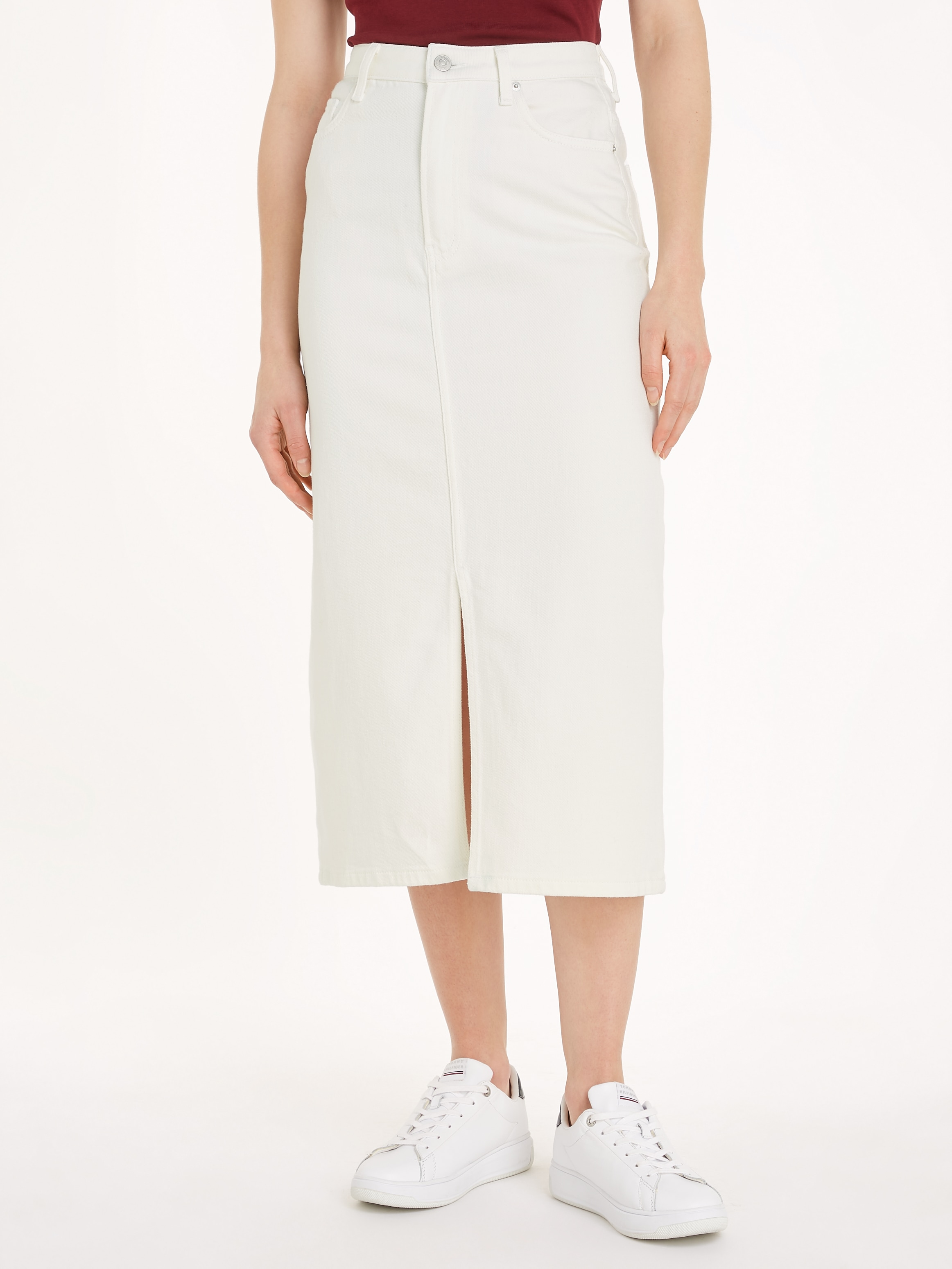 Bleistiftrock »MIDI STRAIGHT SKIRT HW ECRU«, im 5-Pocket-Style