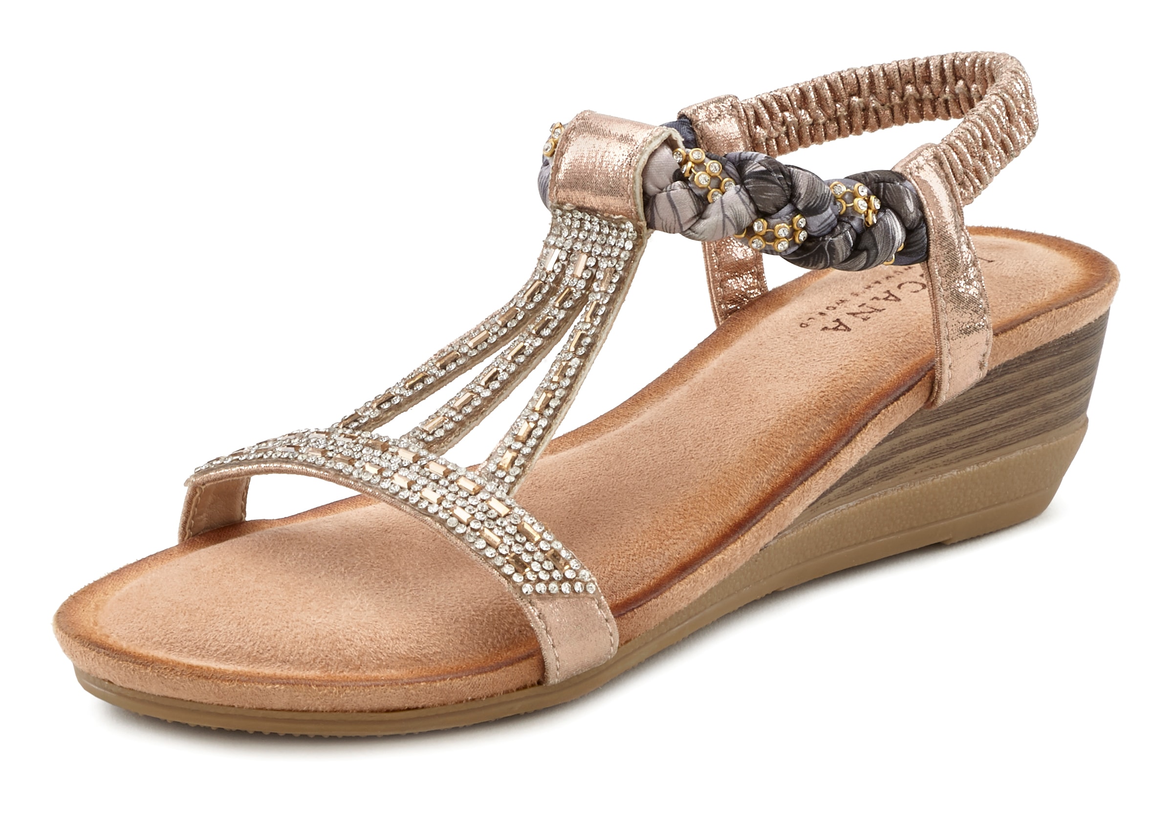 Sandale »Sandalette, Sommerschuh«, mit Schmucksteinen, Glitzer, elastische Riemen,...