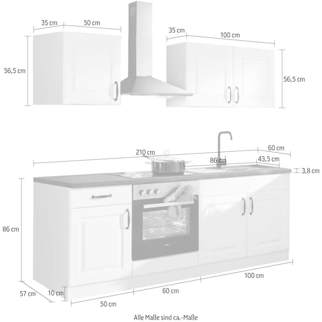 ❤ wiho Küchen Küchenzeile »Erla«, ohne E-Geräte, Breite 210 cm entdecken im  Jelmoli-Online Shop