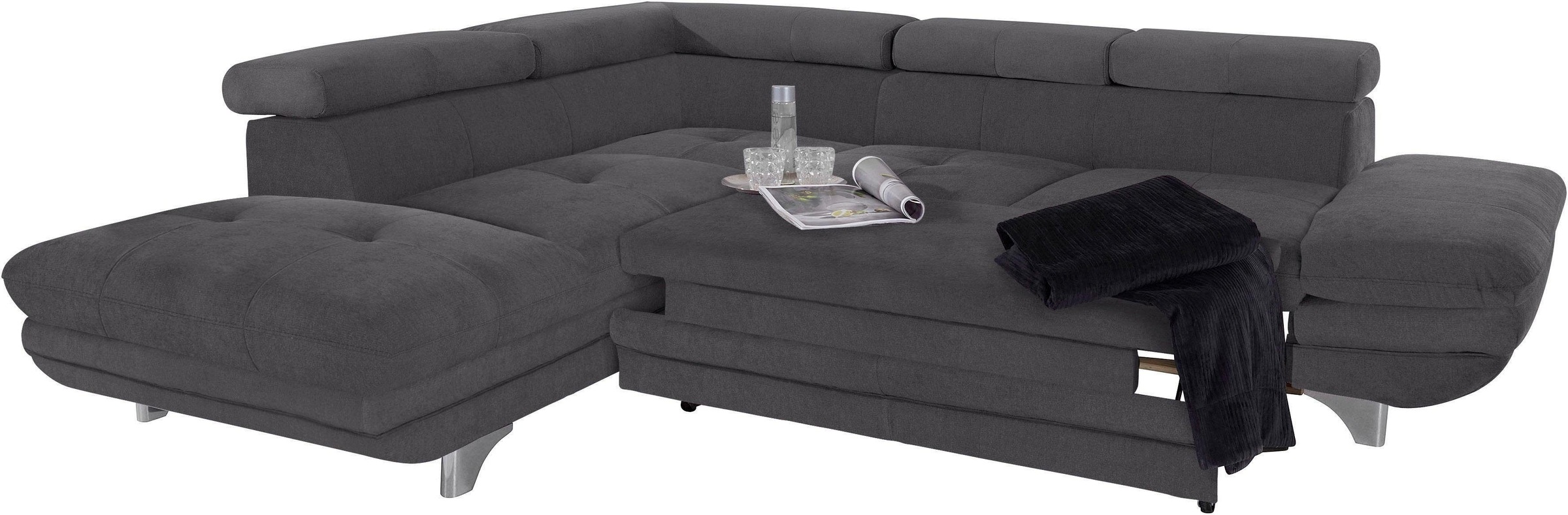 COTTA Polstergarnitur »Enterprise L-Form«, (Set), Set bestehend aus: Ecksofa mit Arm- & Kopfteilverstellung & Hocker