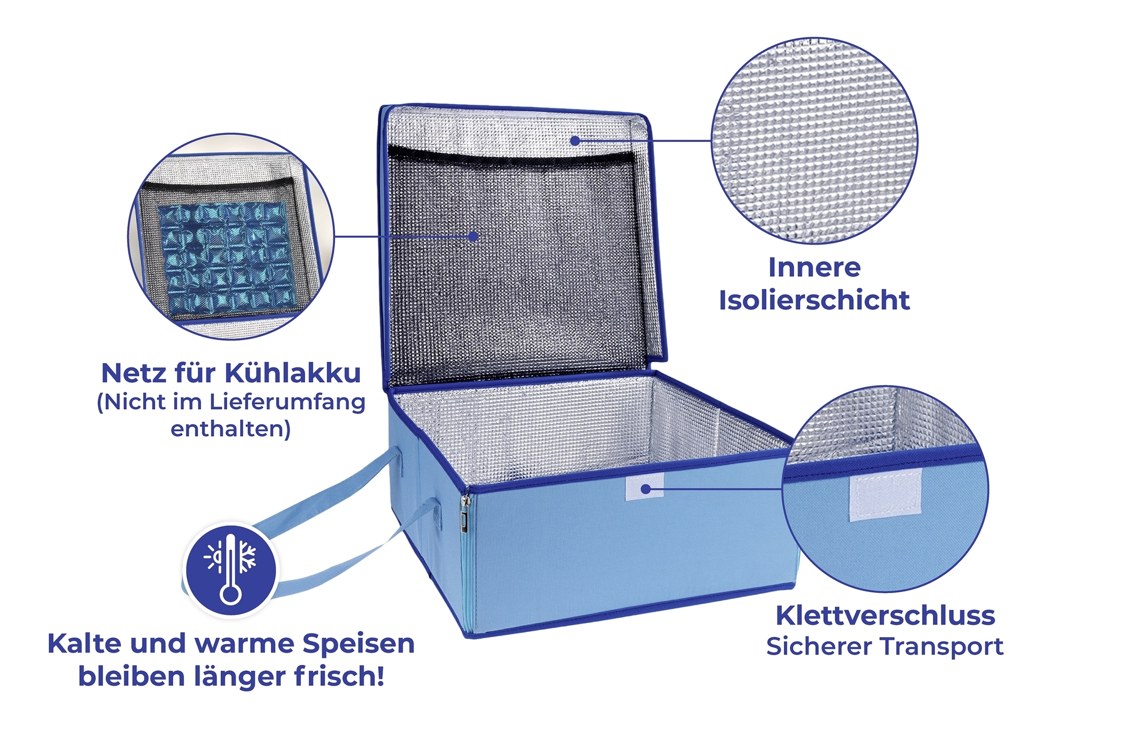 Maximex Kühltasche »BLAU«, Transporttasche mit Isolierschicht, für Kuchen, Kalt- und Warmspeisen