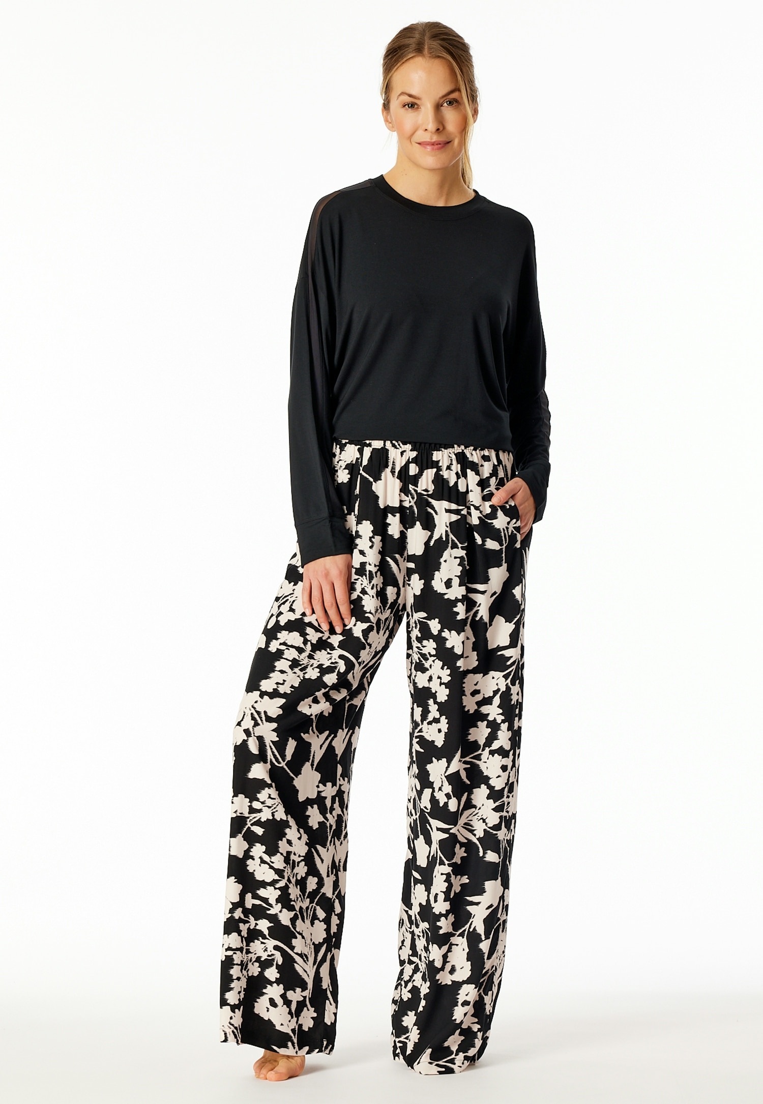 Schiesser Loungehose »Mix + Relax«, elastischer Bund, Viskose, seitliche Taschen, weites Bein