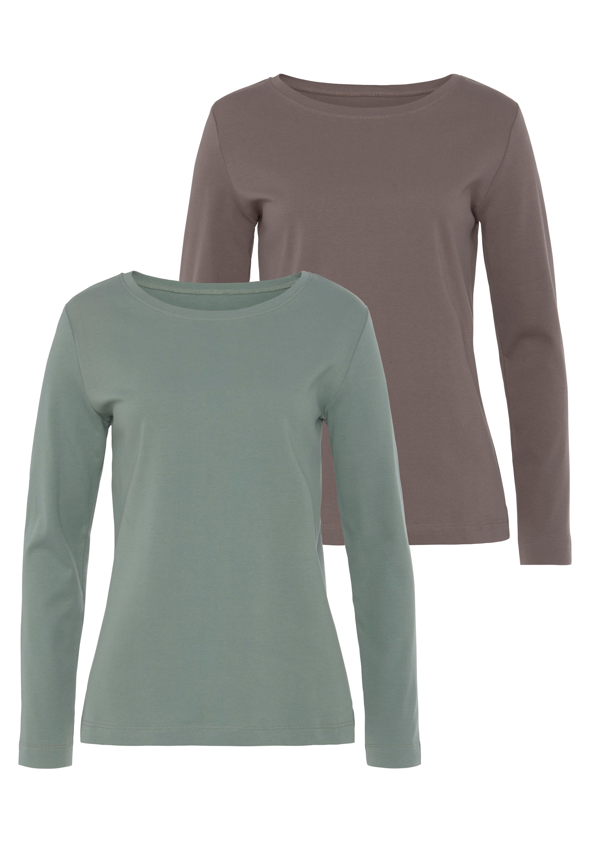 Vivance Langarmshirt »aus reiner Baumwolle« 2er-Pack, aus leicht wärmender Interlock-Qualität