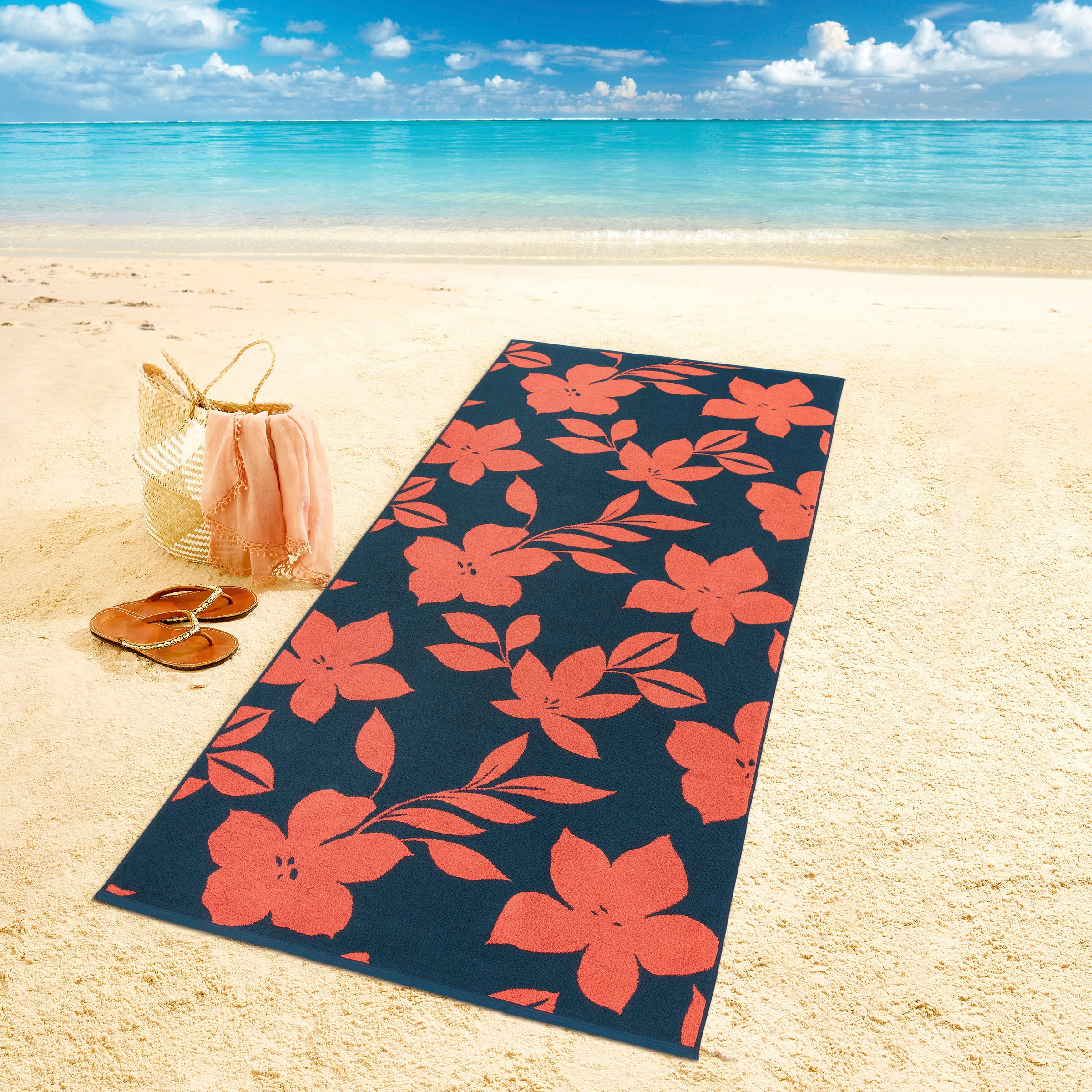 Dyckhoff Strandtuch "Flowers" 100% Baumwolle