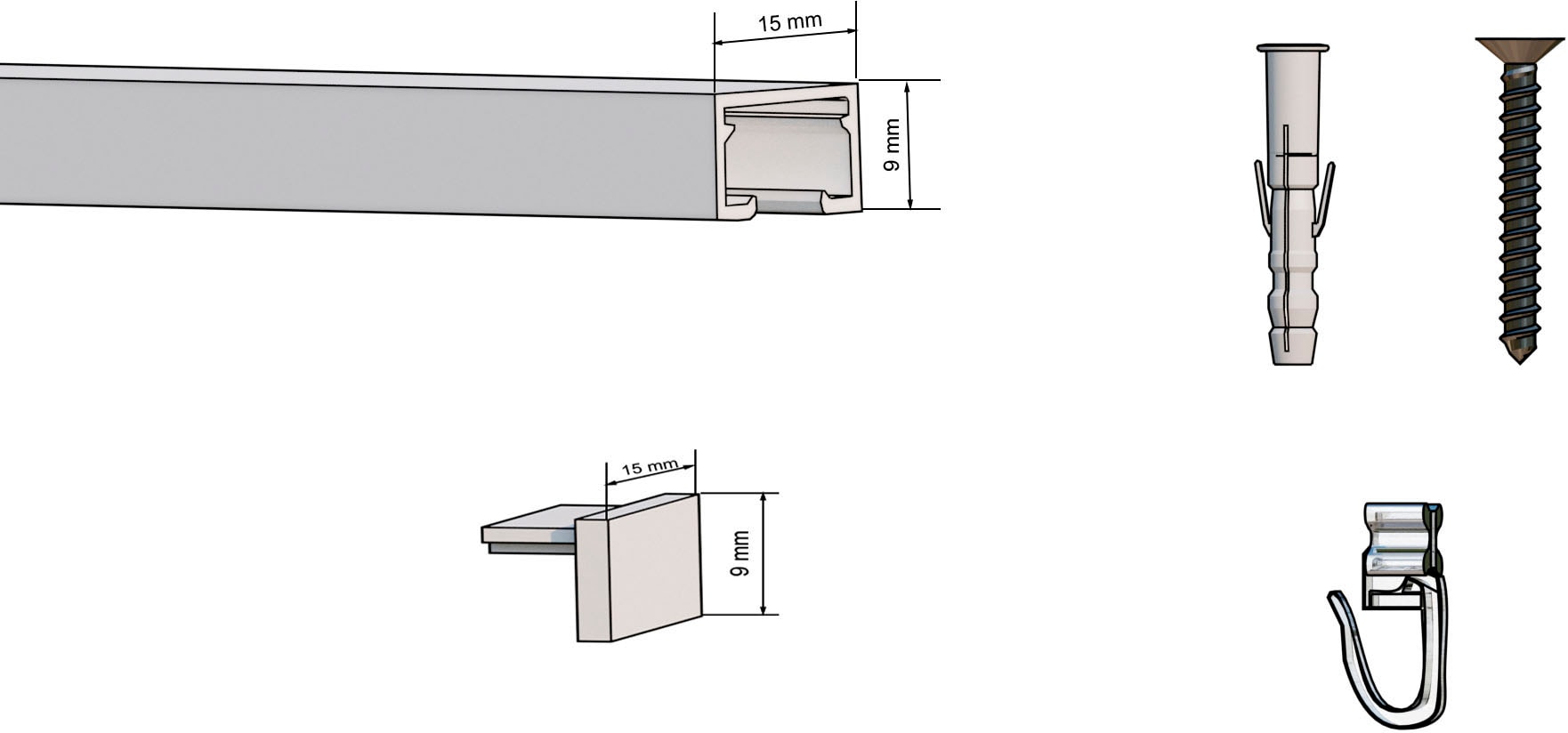 indeko Schienensystem »Objektschiene«, 1 läufig-läufig, Wunschmasslänge, Innenlauf Gardinenschiene, Komplett-Set inkl. Gleitern&Montagematerial