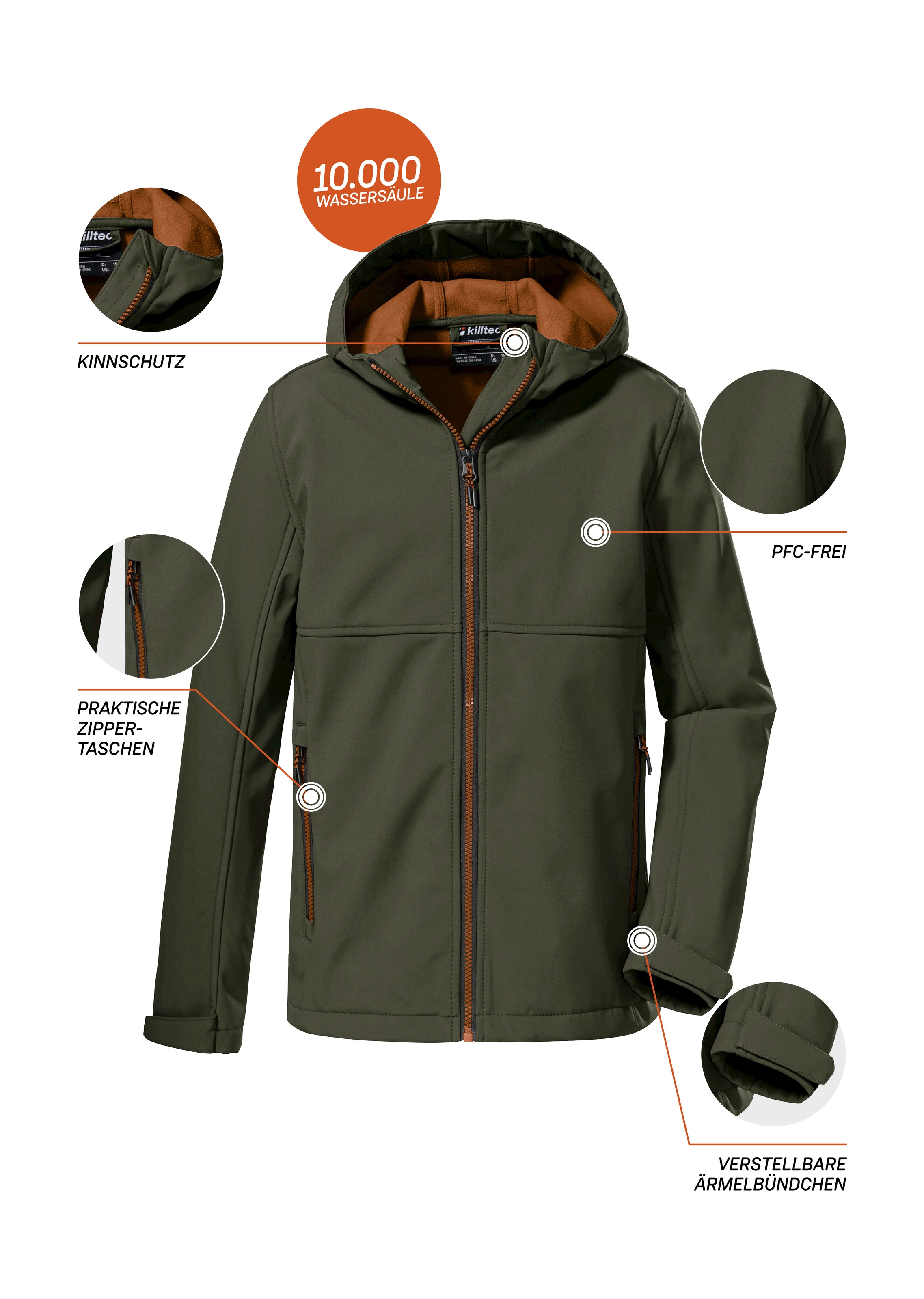 Killtec Softshelljacke »KOW 202 BYS SFTSHLL JCKT«, Wind- und wasserabweisende Softshelljacke mit 10.000 mm Wassersäule