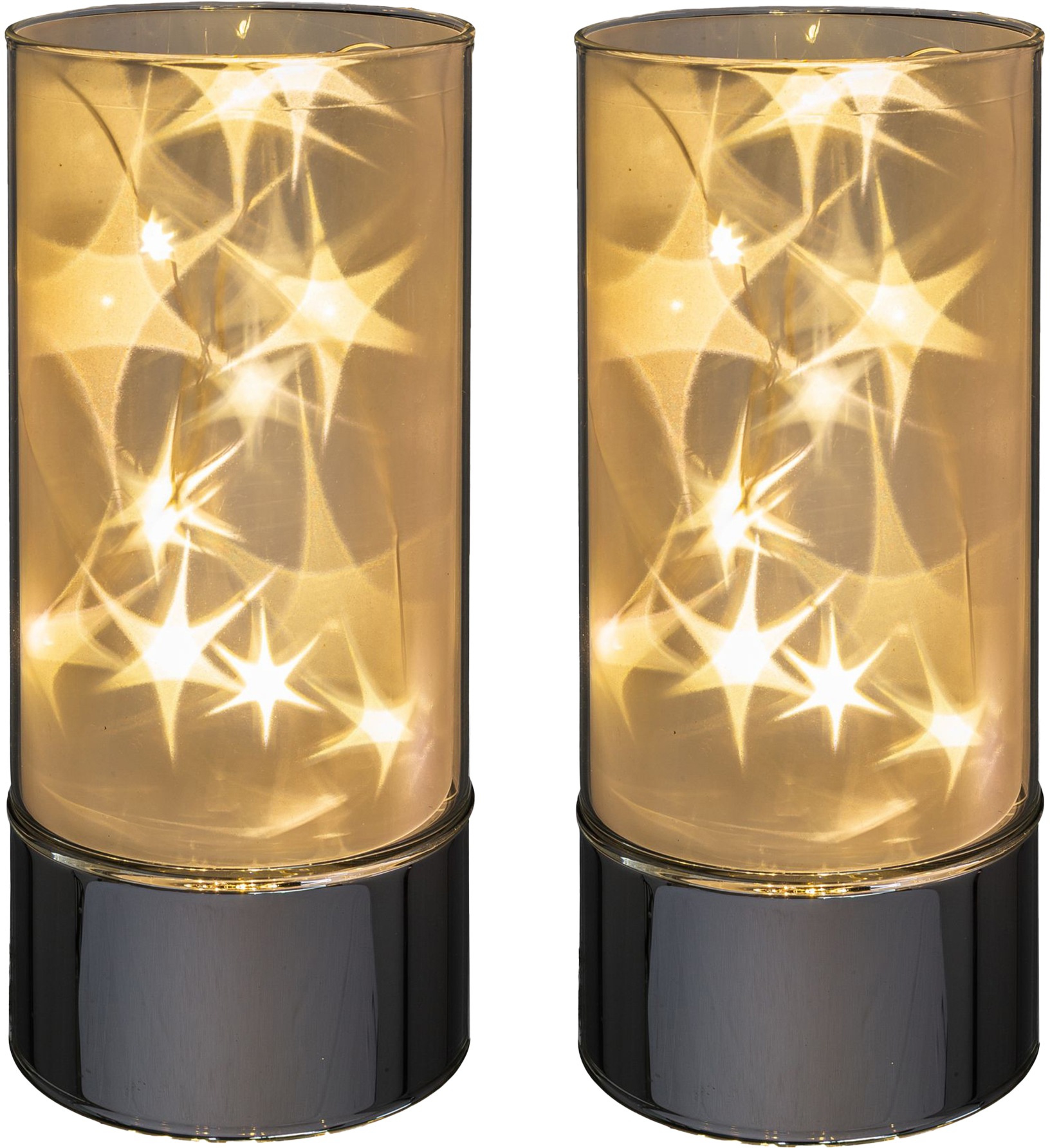 Creativ home LED-Leuchte "Weihnachtsdeko" aus Glas, 2er Set, mit Sterneffekt