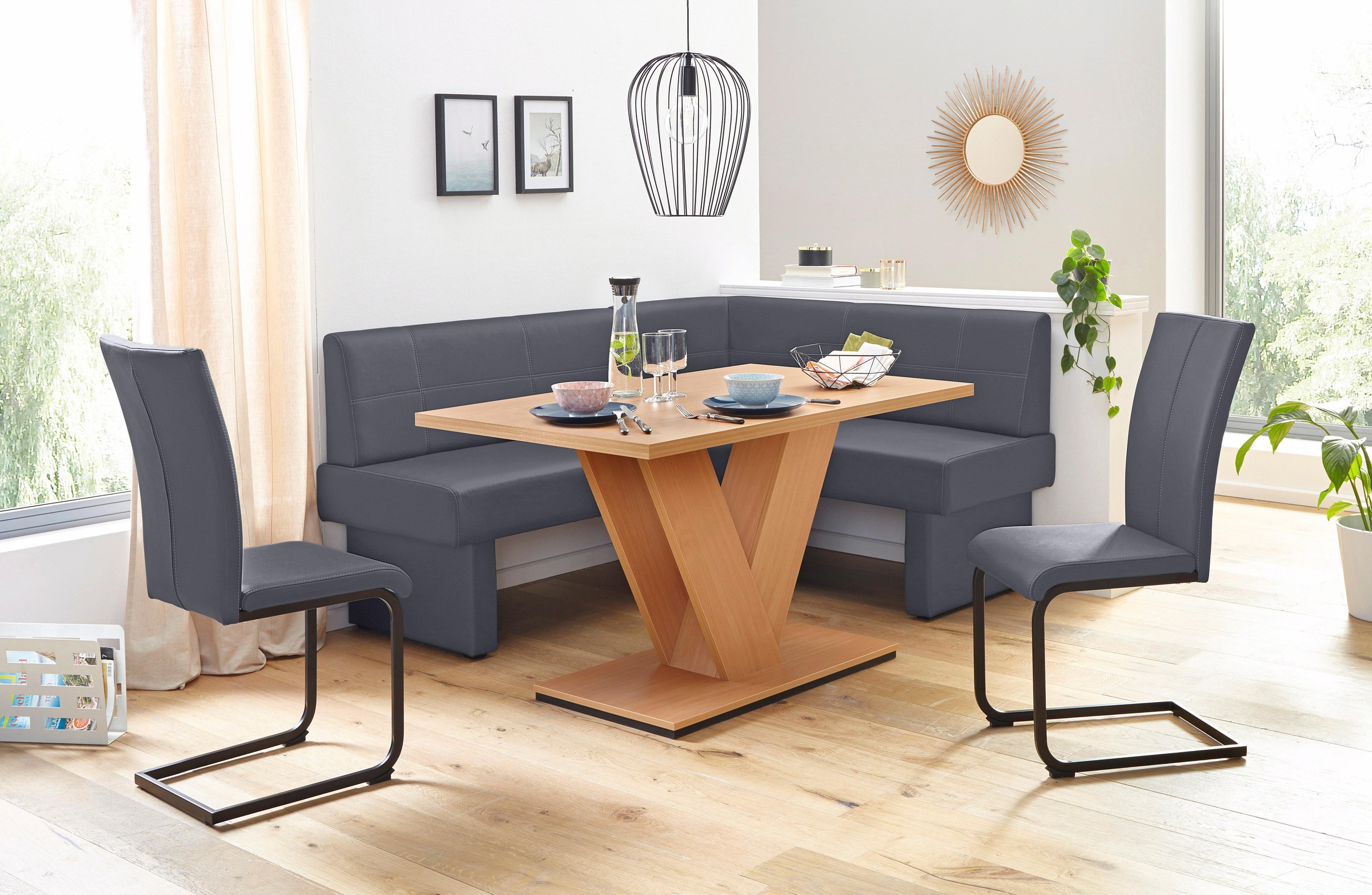 Home affaire Freischwinger »Nils«, (Set), 2 St., Kunstleder, Stuhl belastbar bis 120 Kg, Gestell Metall im Chrom-Look oder Schwarz