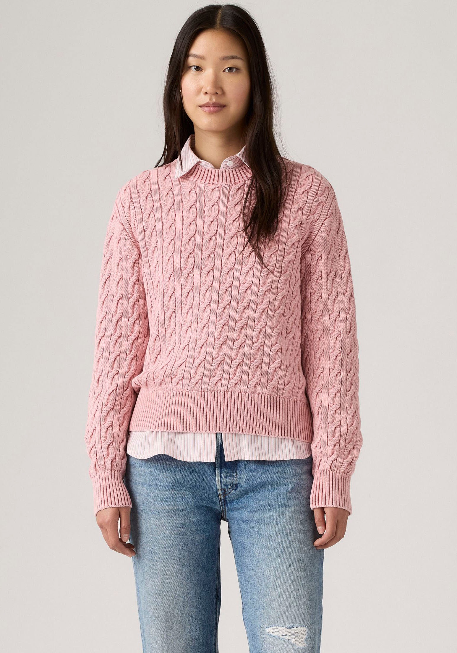 Levi's® Rundhalspullover »BOYFRIEND CREW PU« Mit Zopfmuster
