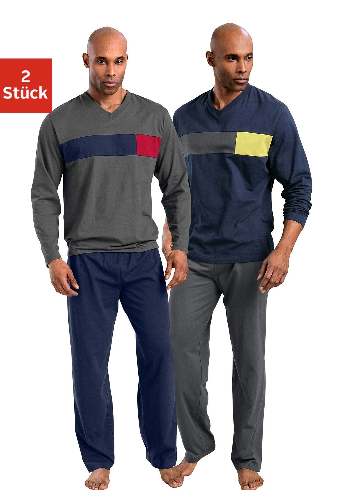 le jogger® Pyjama, (Packung, 4 tlg., 2 Stück), mit Colourblock-Einsätzen  online bestellen | Jelmoli-Versand
