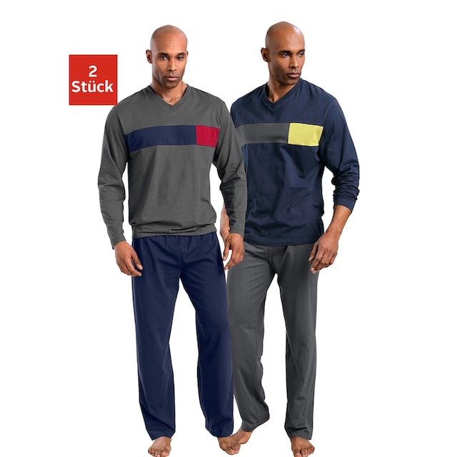 le jogger® Pyjama, (Packung, 4 mit Colourblock-Einsätzen Jelmoli-Versand Stück), bestellen tlg., online 2 