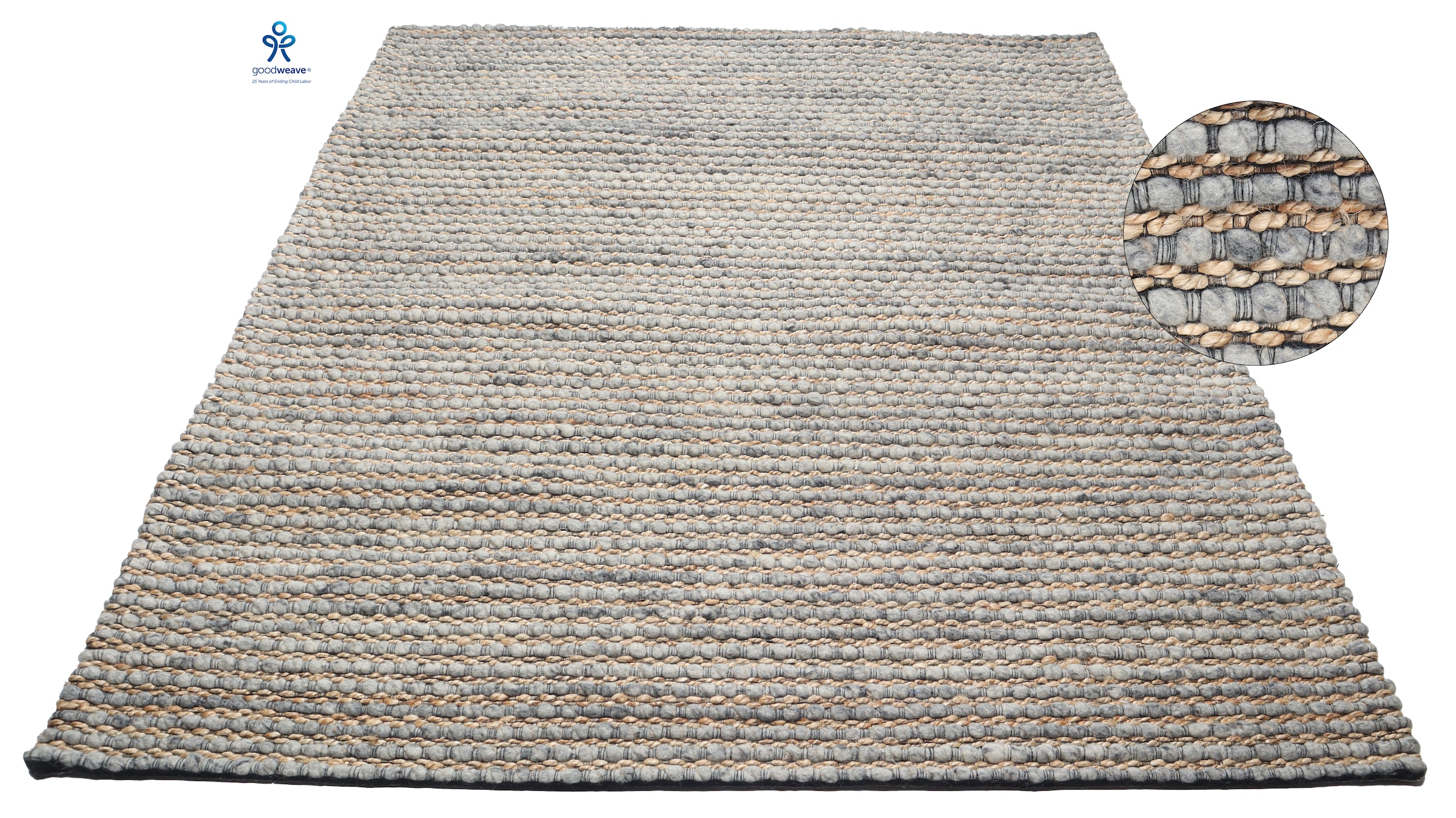 my home Wollteppich »Leevy, Wolle und Jute, handgewebt, Handweb Teppiche«, rechteckig, 25 mm Höhe, schöne Streifenoptik, Wohnzimmer, Schlafzimmer, Esszimmer