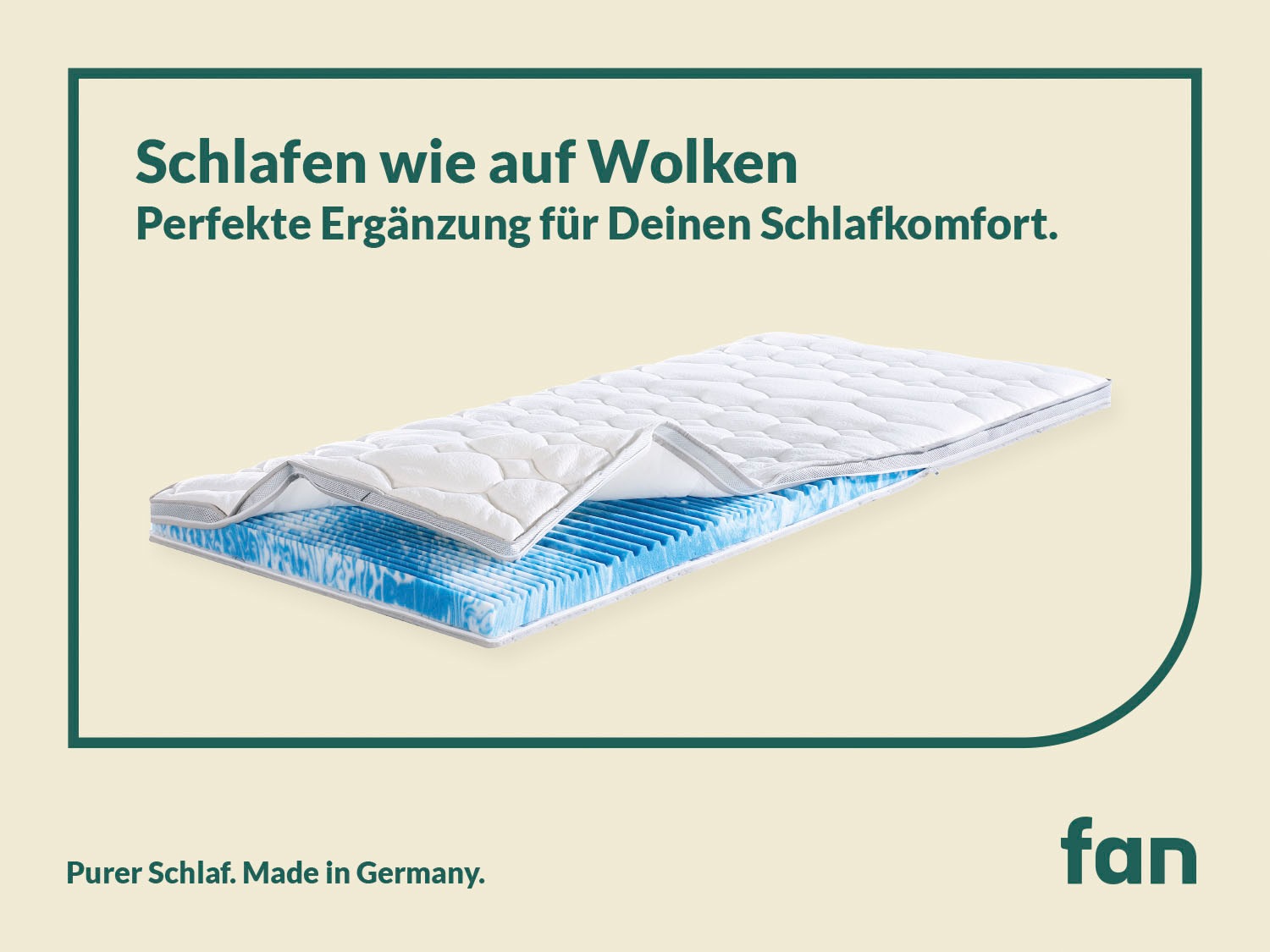 fan Topper "Gel-Feeling, 7 Zonen Topper 90x200 cm, 180x200 cm & weitere Größen" Matratze, Boxspringbett, Hausstauballergiker geeignet, ergonomisch
