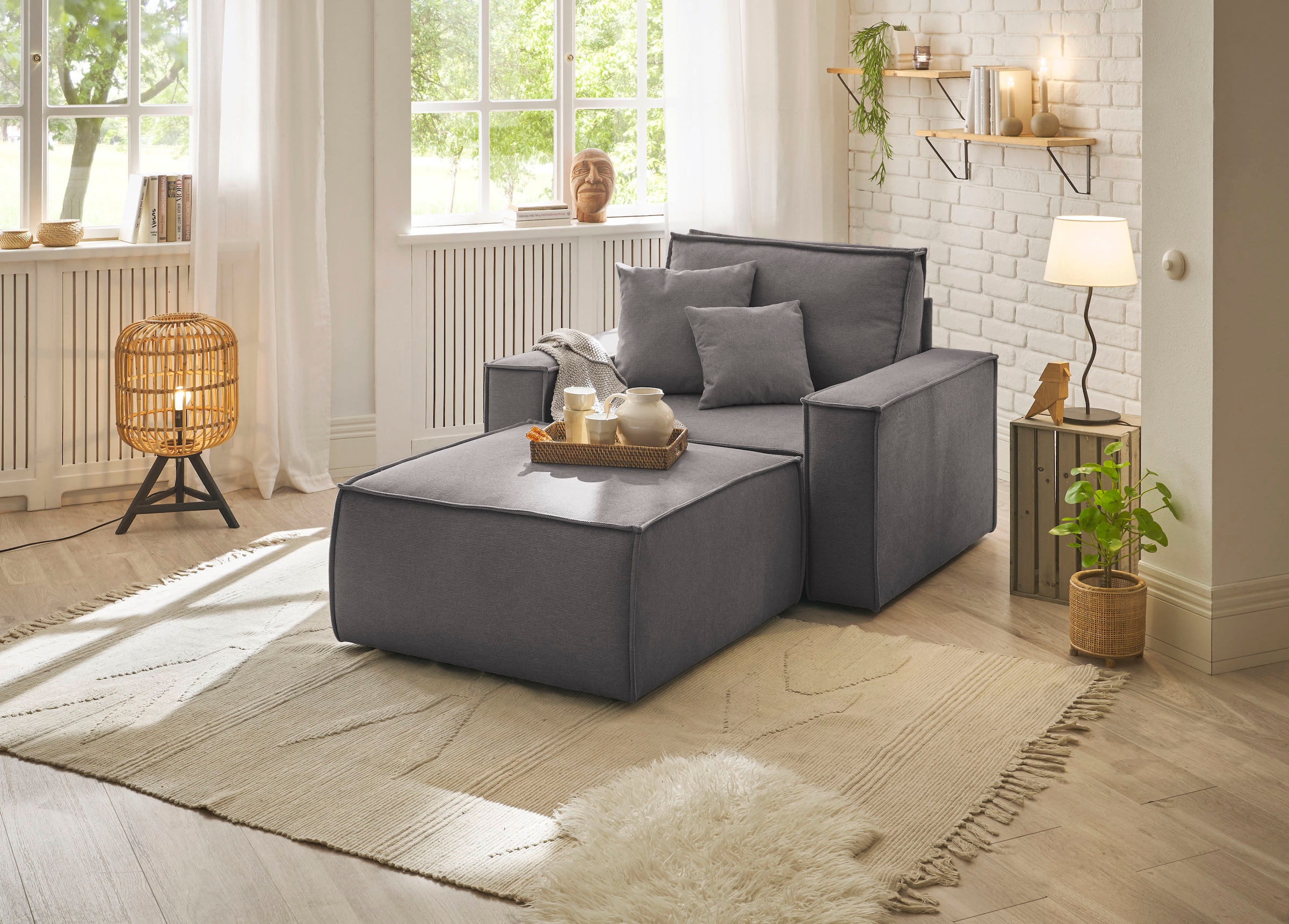 andas Loveseat »Finnley«, (2 St.), Loveseat und Hocker im Set, passend zur Polster-Serie Finnley